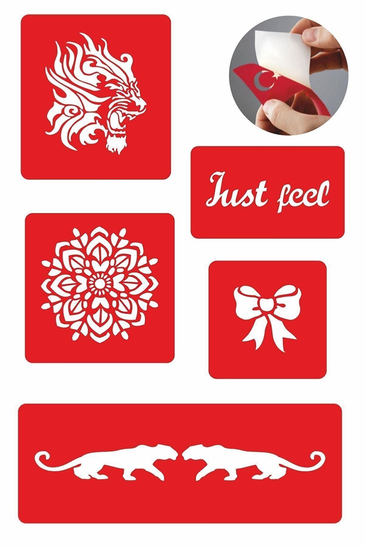 Ai̇rbrush Tattoo Sadece Hi̇s 5 Adet Geçi̇ci̇ Dövme Kına Şablonu