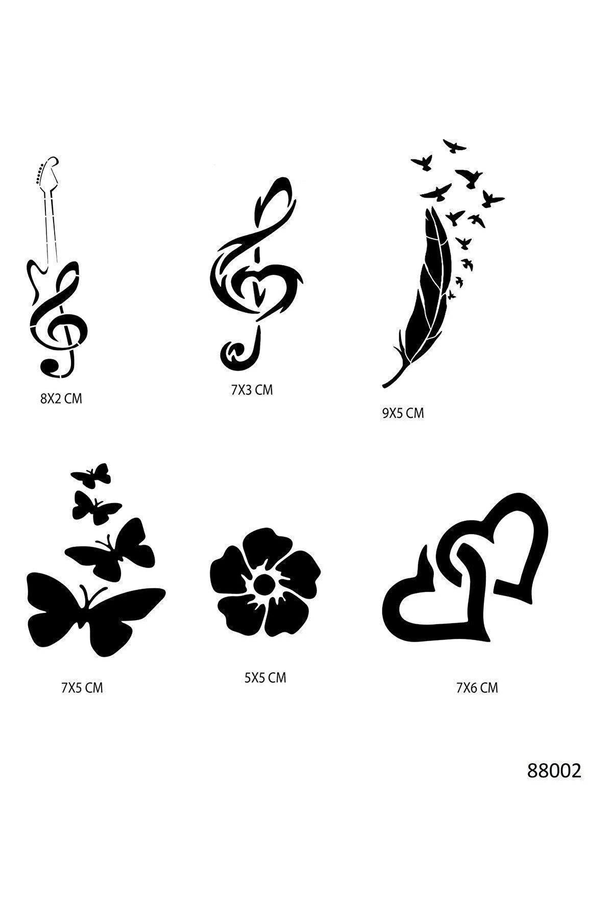 Ai̇rbrush Tattoo Nota Vekalpler Geçi̇ci̇ Dövme Şablonu Seti̇ Sadece Desen