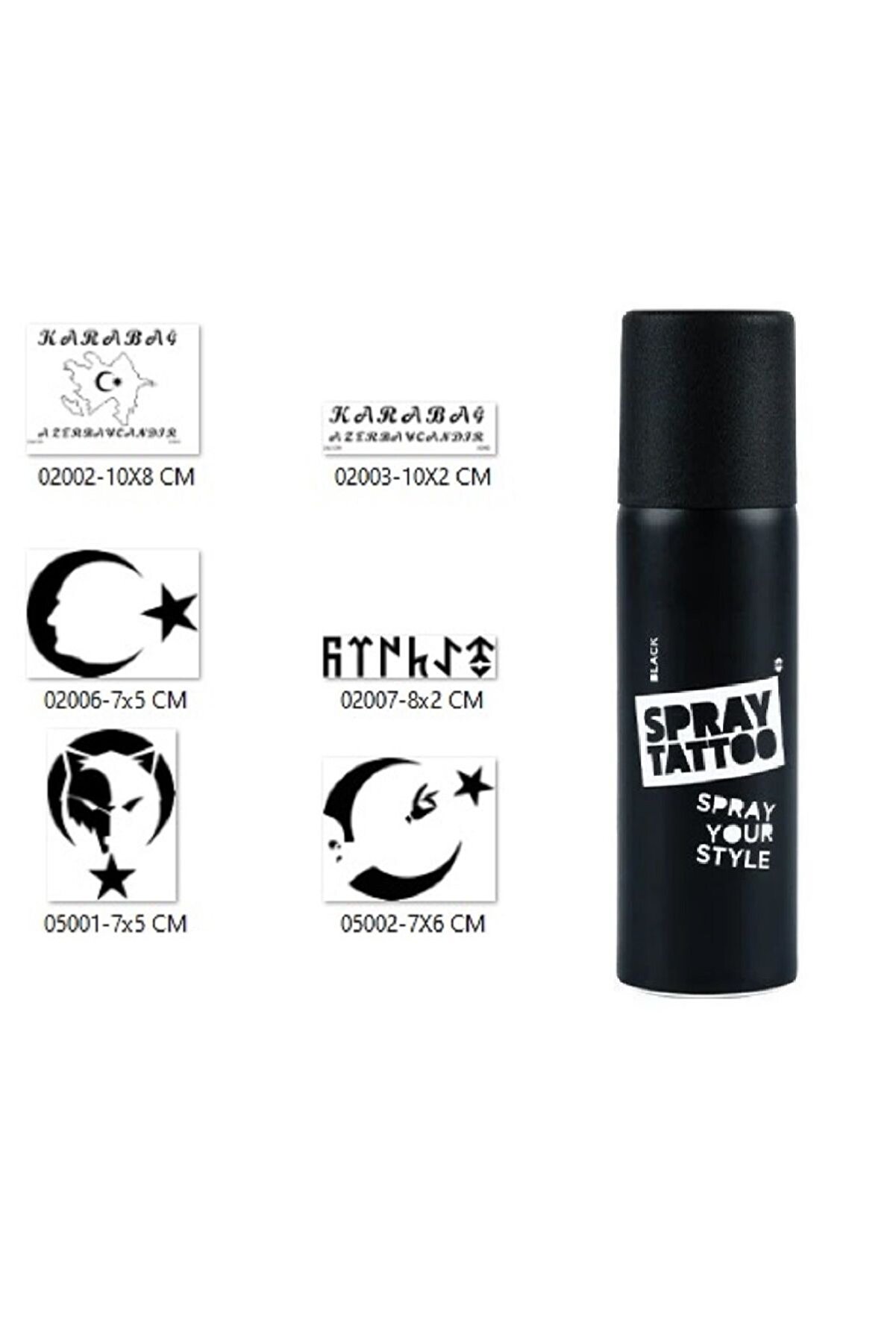 Ai̇rbrush Tattoo Azeri̇ Türk Tasarımları Spray Tattoo Geçi̇ci̇ Sprey Dövme Seti̇