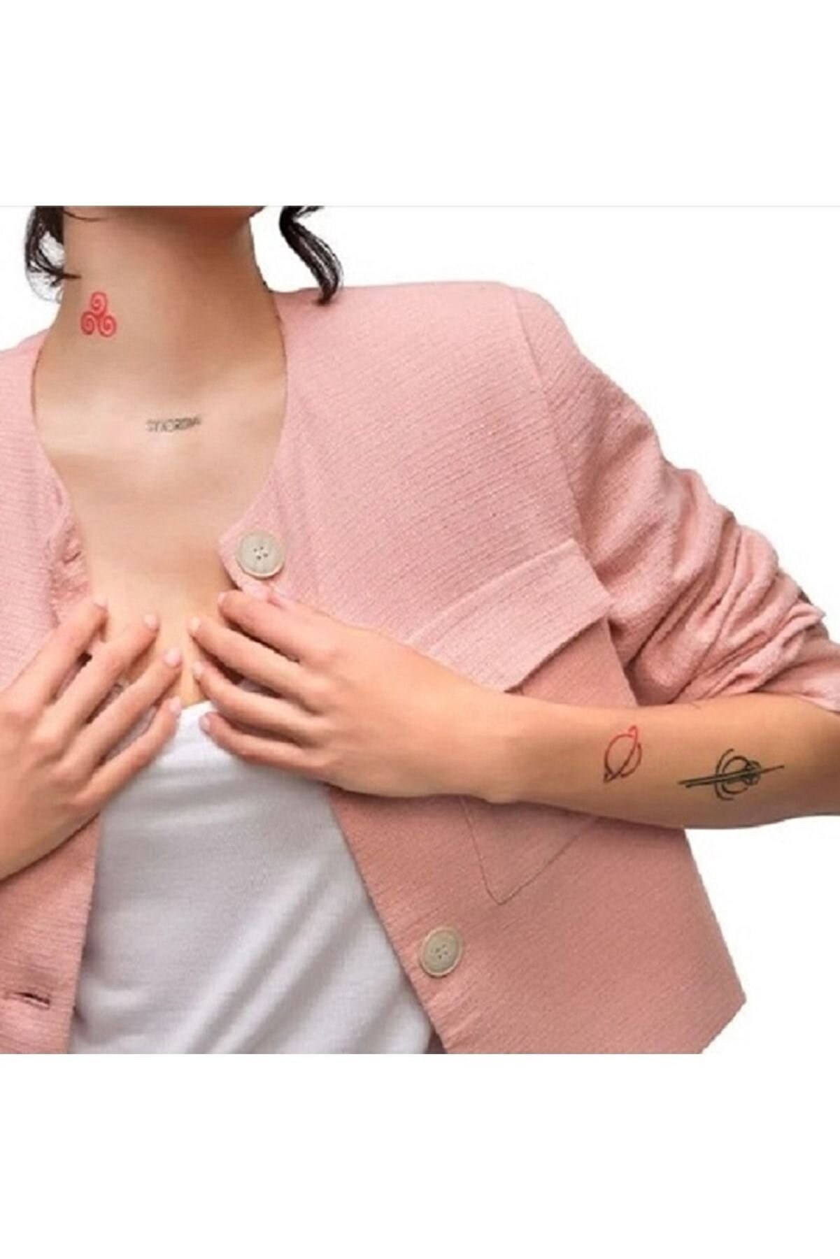 One Spray Tattoo Spray Tattoo Kırmızı Geçi̇ci̇ Sprey Dövme Şablon Hedi̇yeli̇