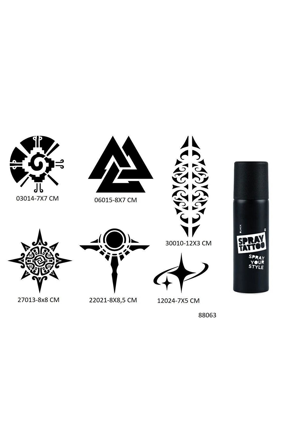 Ai̇rbrush Tattoo Aztek Ve Maori̇ 6 Adet Şablon Ve Si̇yah Sprey Geçi̇ci̇ Dövme Seti̇