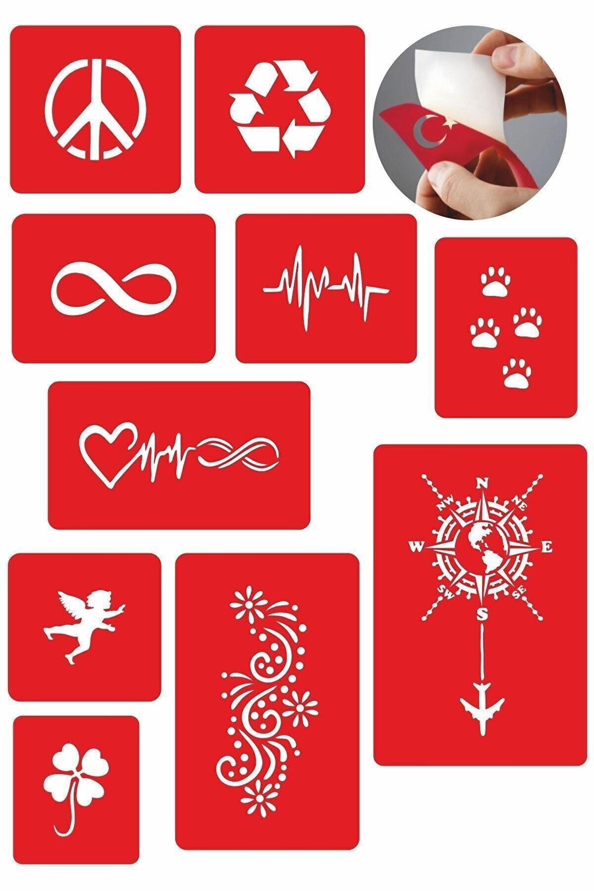 Ai̇rbrush Tattoo Pusula Nabız Geçi̇ci̇ Dövme Şablonları 10 Adet Kampanya Ürünü