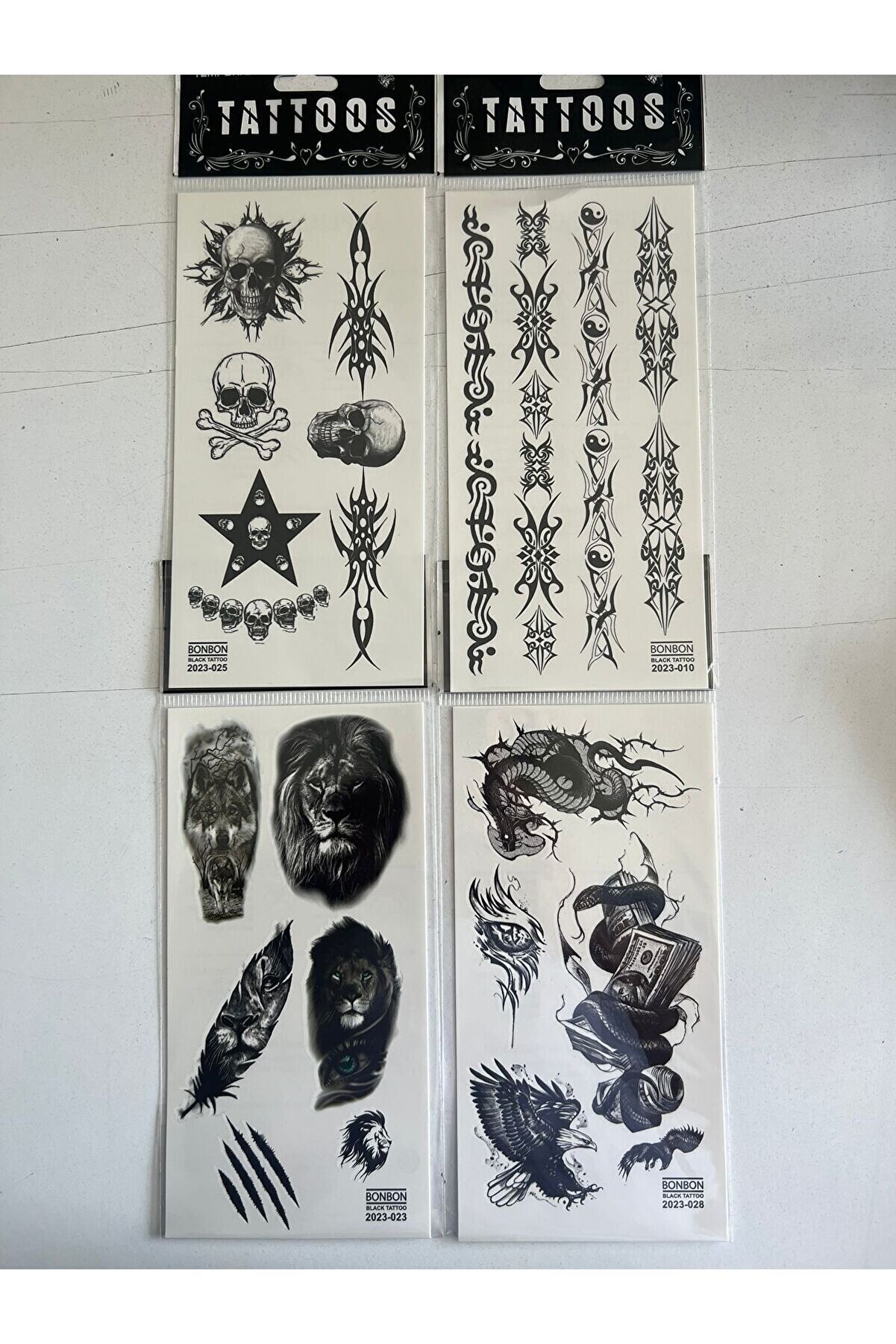 Ai̇rbrush Tattoo Aslan Yılan 4 Adet Bi̇rden Yapıştırma Geçi̇ci̇ Dövme