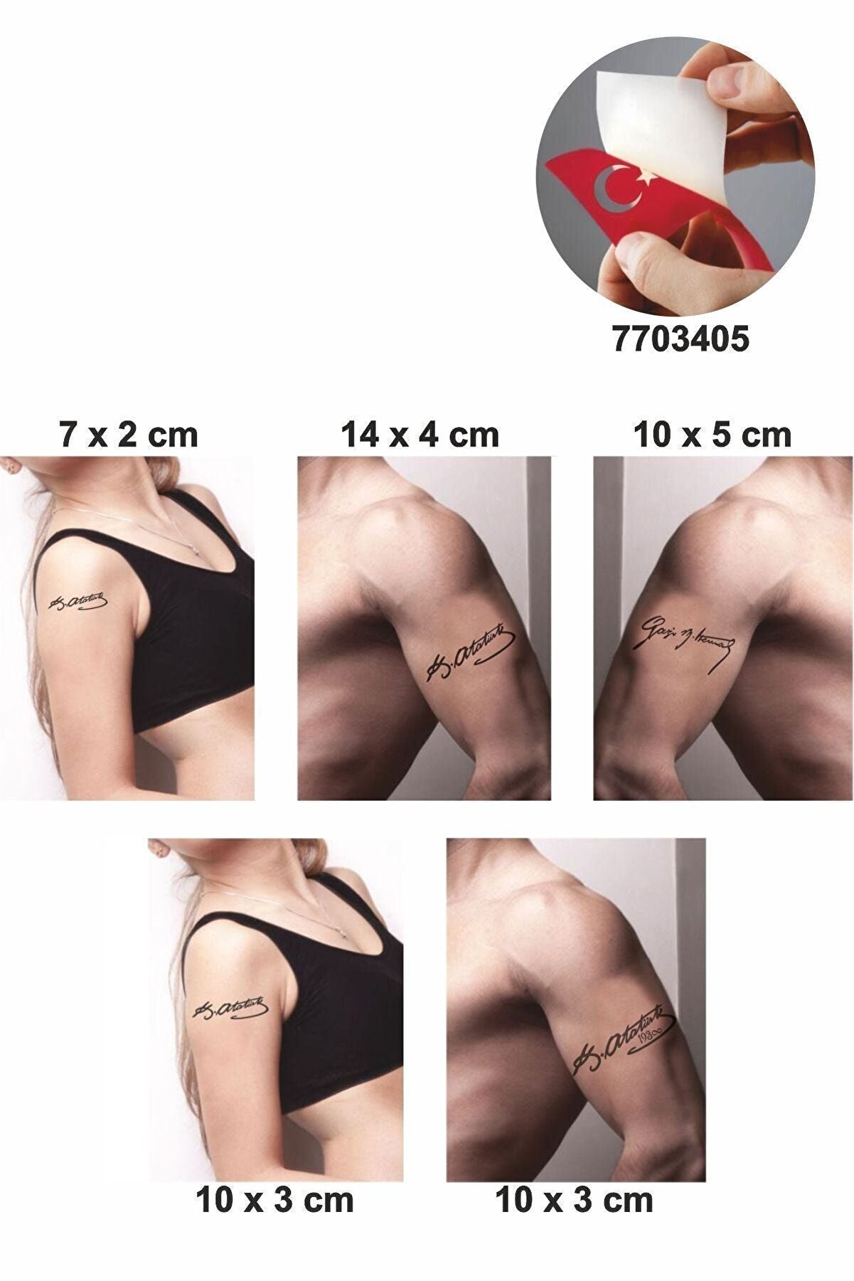 Ai̇rbrush Tattoo Atatürk 5 Adet Geçi̇ci̇ Dövme Kına Şablonu