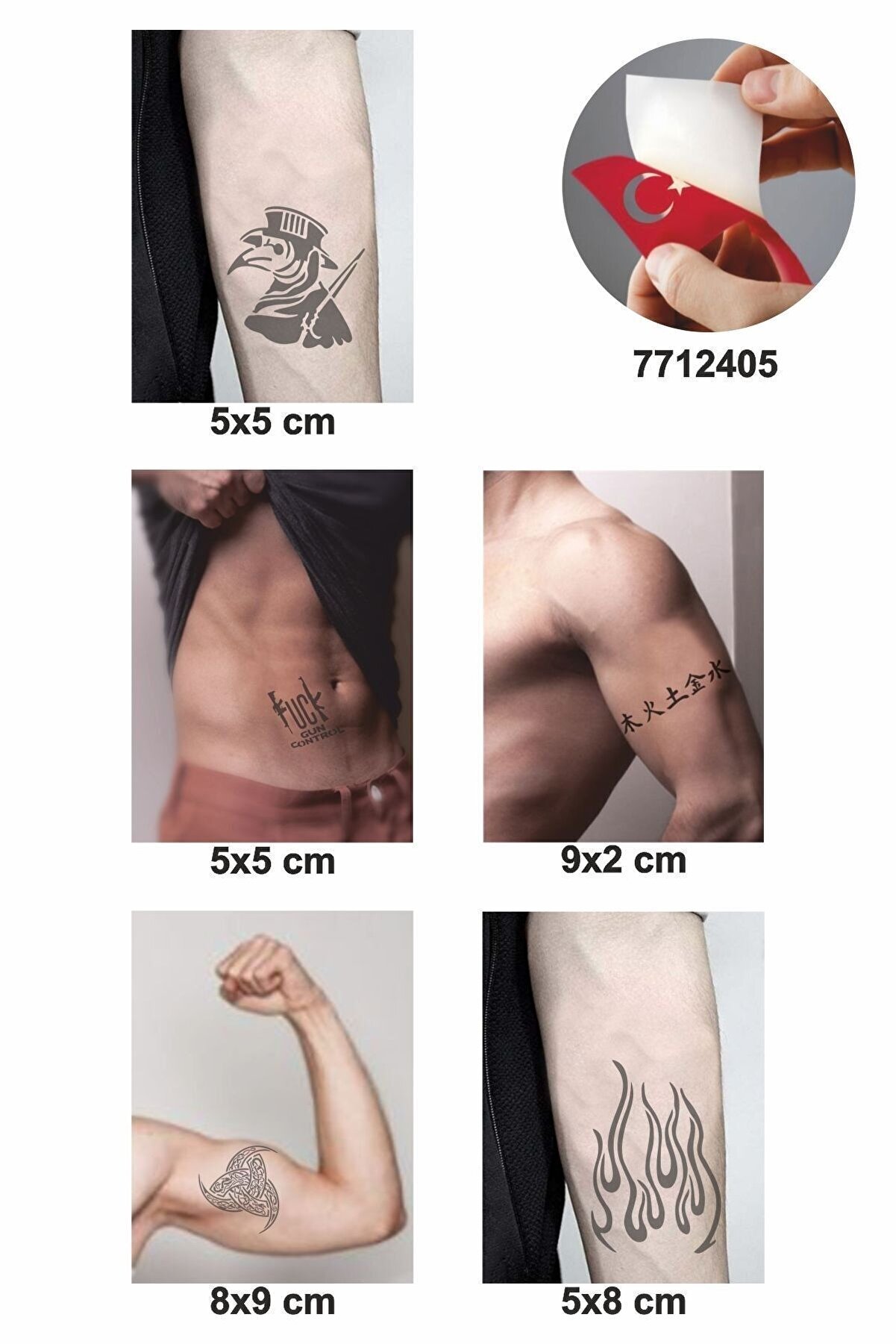 Ai̇rbrush Tattoo Herşey Konrol Altında 5 Adet Geçi̇ci̇ Dövme Kına Şablonu