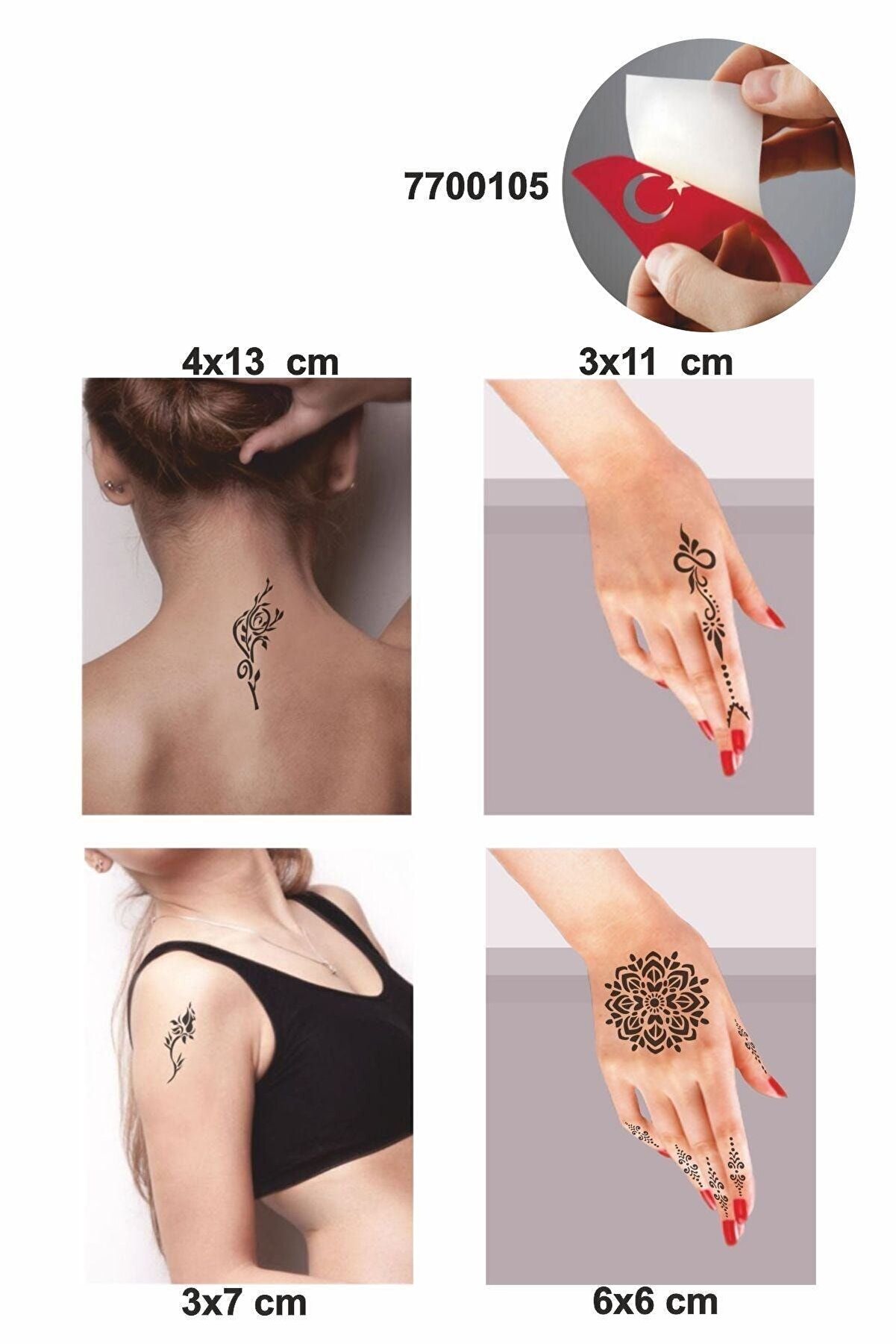 Ai̇rbrush Tattoo &Ccedil;i̇&ccedil;ek Sepeti̇ 5 Adet Ge&ccedil;i̇ci̇ D&ouml;vme Kına Şablonu