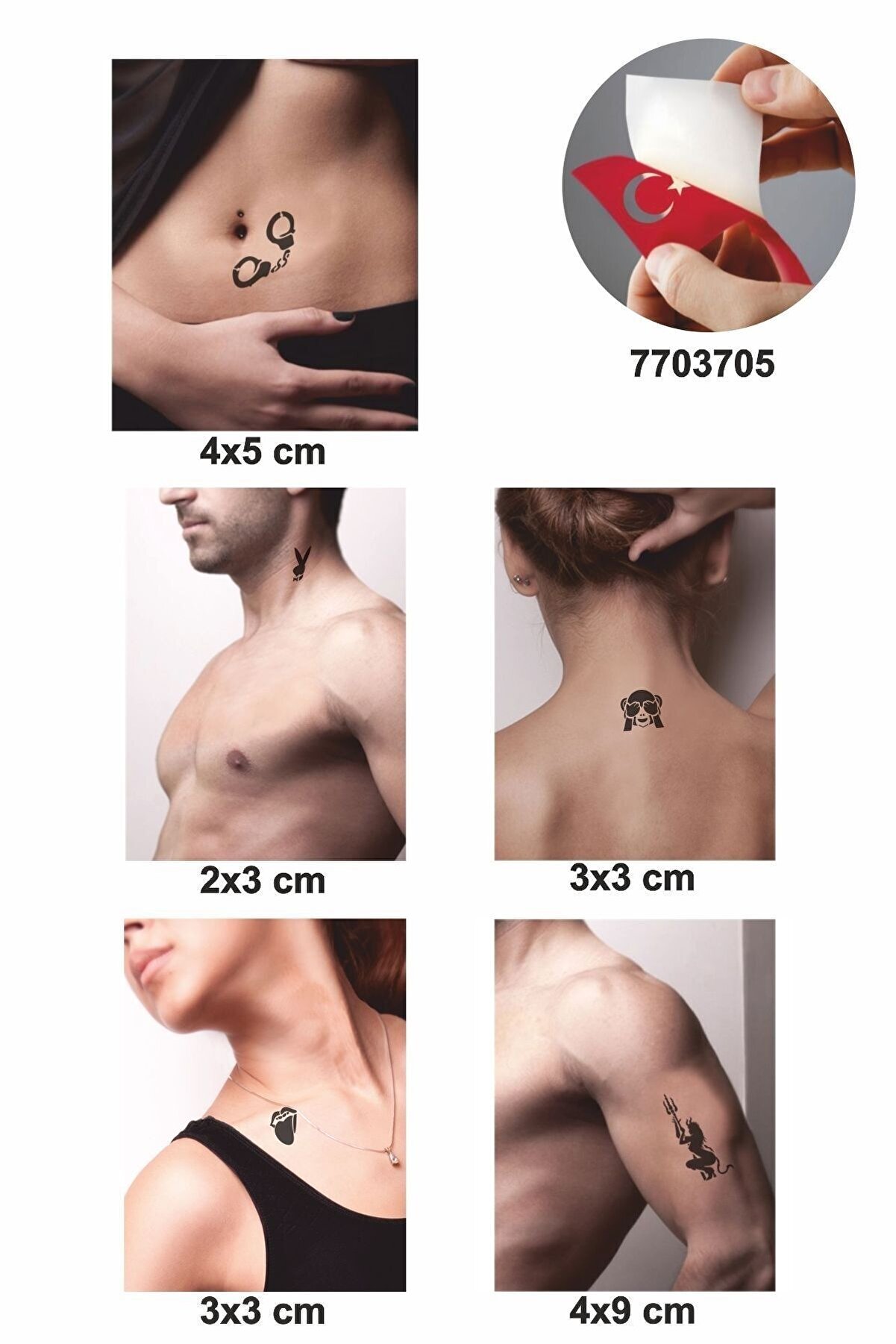 Ai̇rbrush Tattoo Şeytan Azapta 5 Adet Geçi̇ci̇ Dövme Kına Şablonu