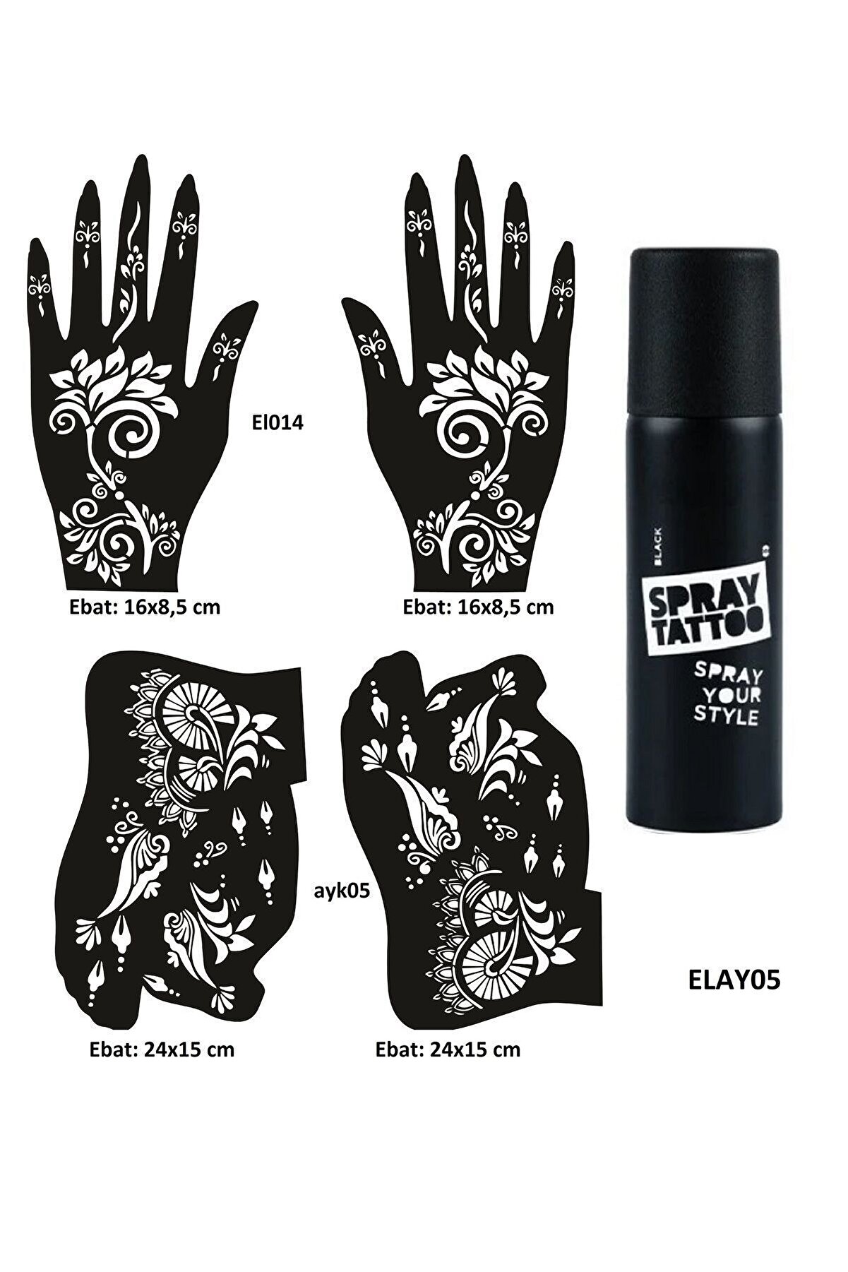 Ai̇rbrush Tattoo Çi̇çekli̇ Modeller El Ayak Geçi̇ci̇ Dövme Seti̇ Spray Tattoo Dark Si̇yah Renk