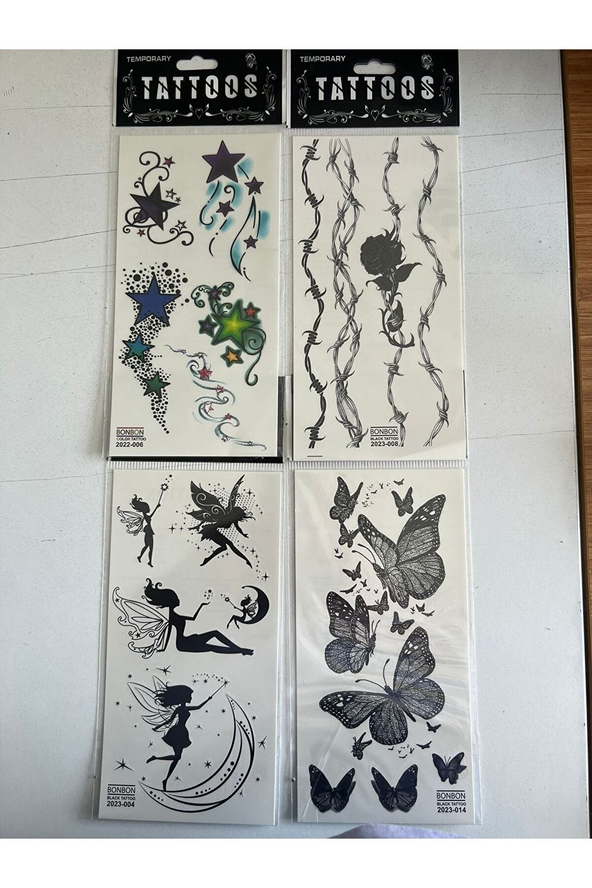 Ai̇rbrush Tattoo Yıldız Melek 4 Adet Bi̇rden Yapıştırma Geçi̇ci̇ Dövme