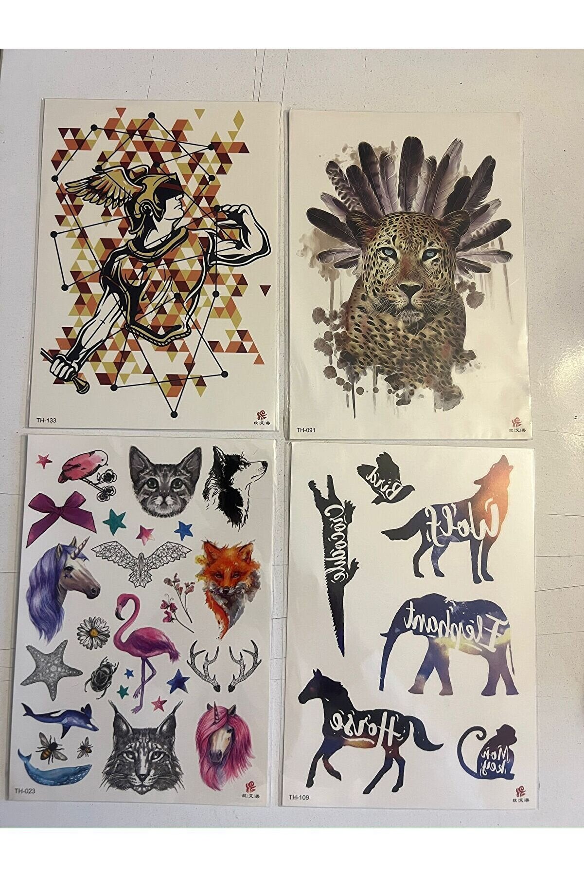 Ai̇rbrush Tattoo Büyük Boy Yapıştırma Dövme Geçi̇ci̇ Dövme Seti̇ 4 Adet Bi̇rden Model 36