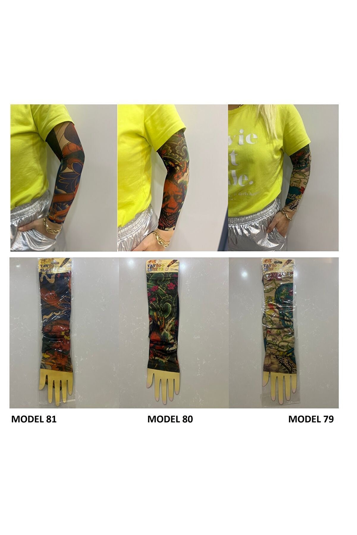 Ai̇rbrush Tattoo Kızlar Seri̇si̇ 3 Çi̇ft 6 Adet Gi̇yi̇lebi̇li̇r Dövme Sleeve Tattoo  Set27