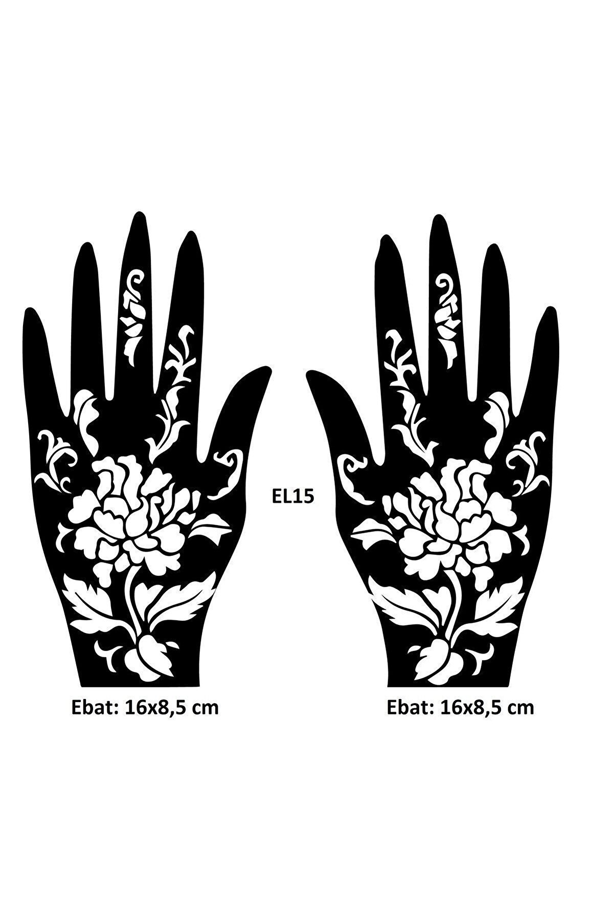 Ai̇rbrush Tattoo Büyük Çi̇çekler El Üstü 2 Adet Kına Kalıbı Kınasız Sadece Desen