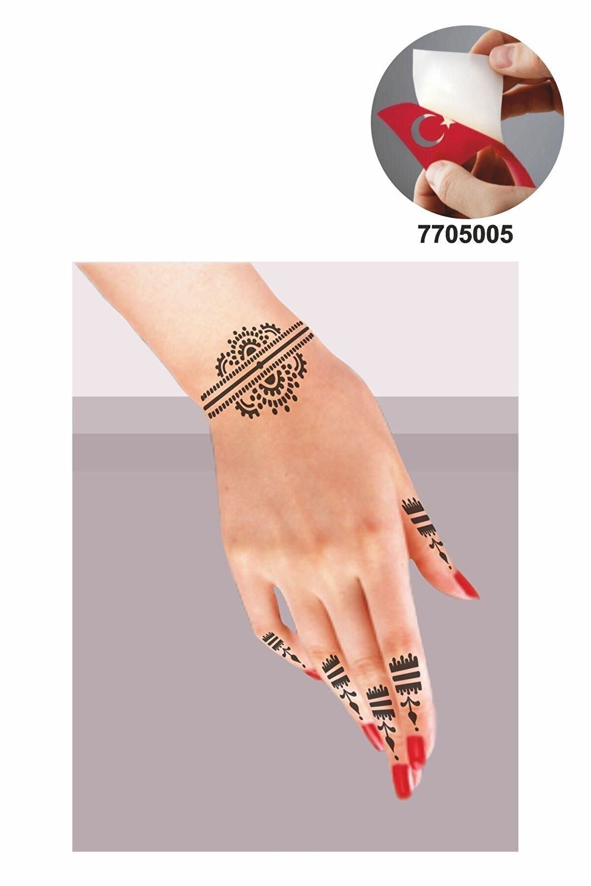 Ai̇rbrush Tattoo Bli̇ek Ve Parmaklar 5 Adet Geçi̇ci̇ Dövme Kına Şablonu