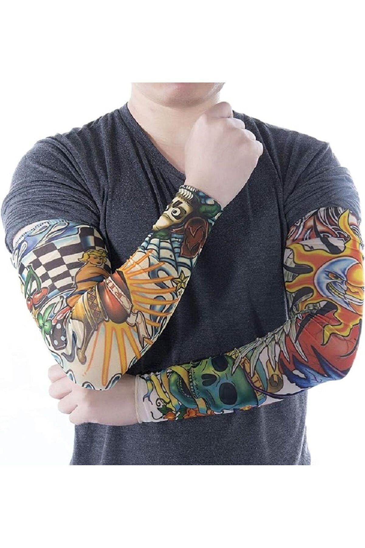 Ai̇rbrush Tattoo Gi̇yi̇lebi̇li̇r Dövme 6 Çi̇ft 12 Adet Karma Kol Çorap Dövmesi̇ Seti̇ Sleeve Tattoo