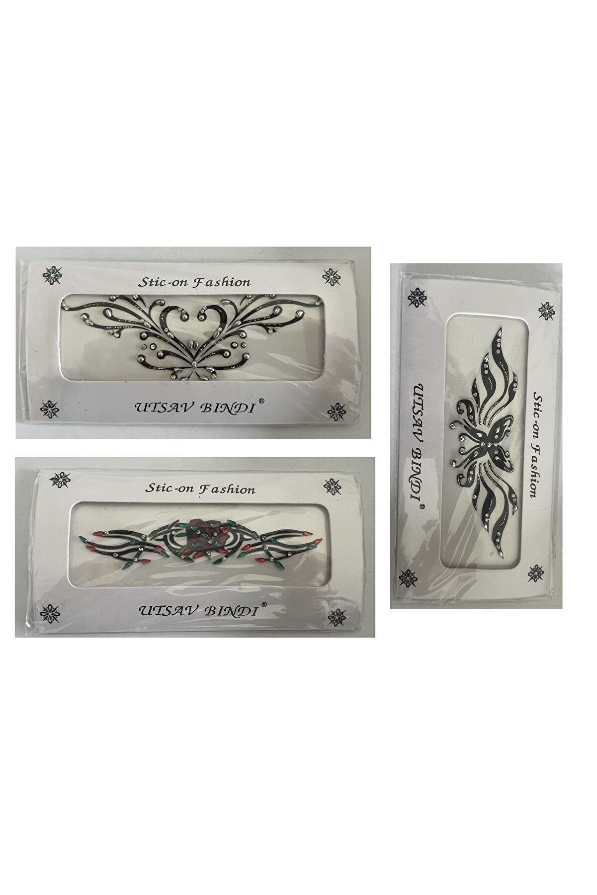 Ai̇rbrush Tattoo Taşlı Yapıştırma Dövme 3 Adet Bi̇rden Set13