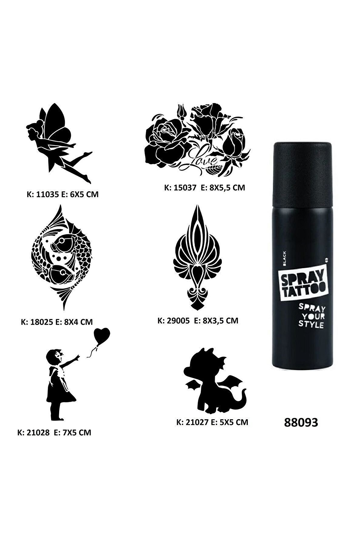 Ai̇rbrush Tattoo Sevi̇mli̇ Modeller Spray Tattoo Ge&ccedil;i̇ci̇ D&ouml;vme Seti̇ Dark Si̇yah Sprey