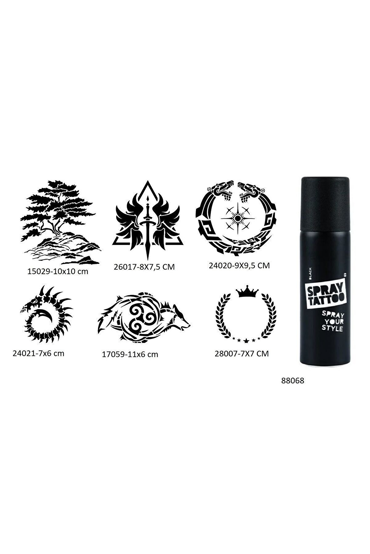 Ai̇rbrush Tattoo Hayat Ve Sonsuz Döngü 6 Adet Şablon Ve Si̇yah Sprey Geçi̇ci̇ Dövme Seti̇