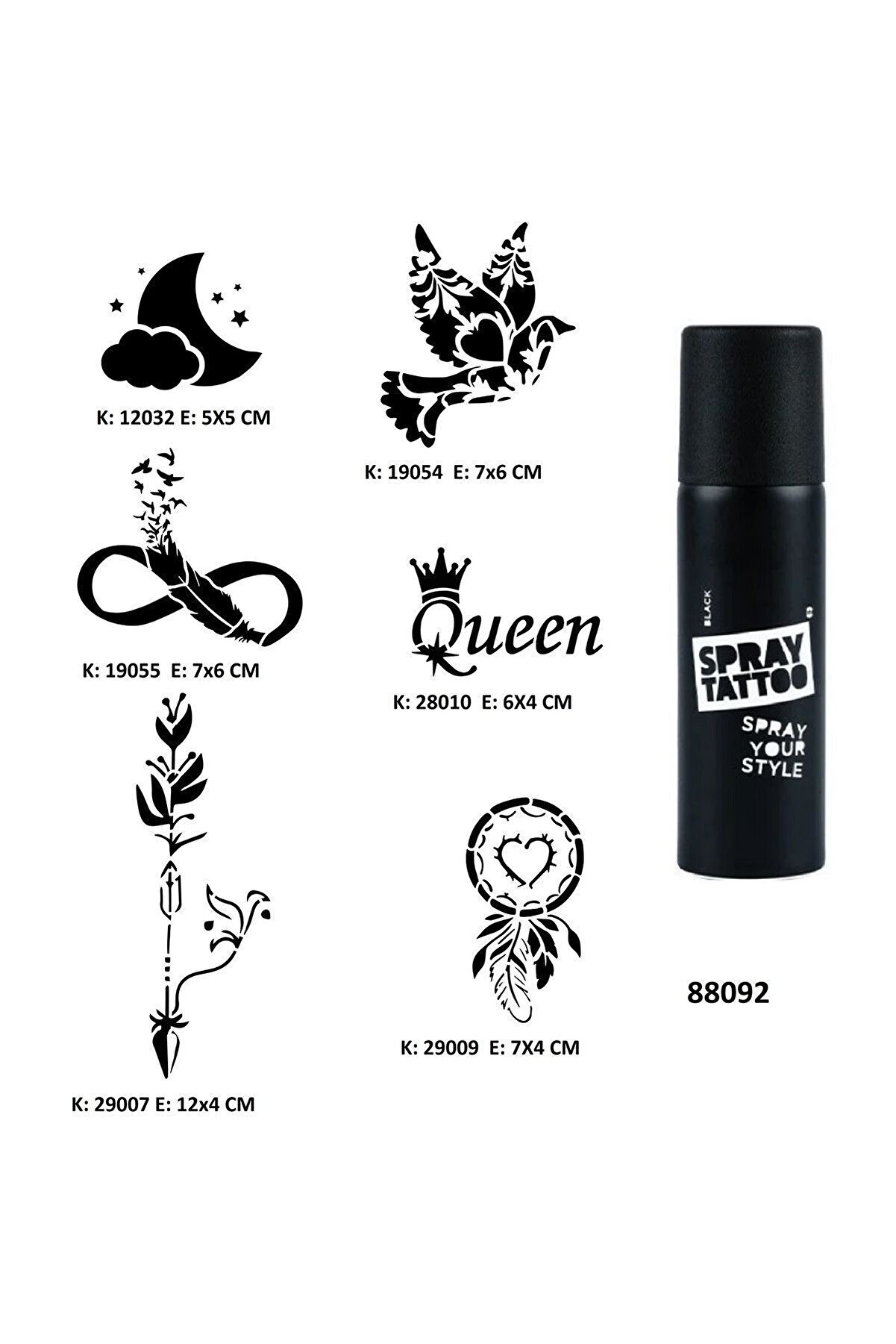 Ai̇rbrush Tattoo Düş Kapanı Sonsuzluk Spray Tattoo Geçi̇ci̇ Dövme Seti̇ Dark Si̇yah Sprey