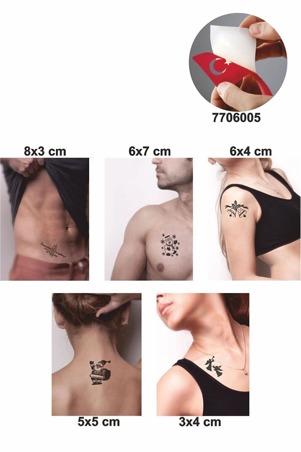 Ai̇rbrush Tattoo Kardan Adam 5 Adet Geçi̇ci̇ Dövme Kına Şablonu