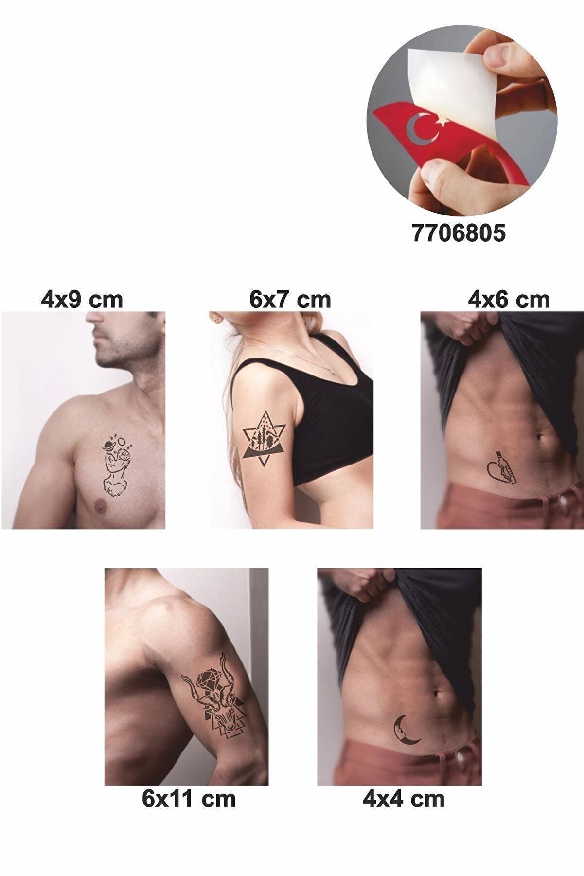 Ai̇rbrush Tattoo Düşünceni̇n Gücü 5 Adet Geçi̇ci̇ Dövme Kına Şablonu