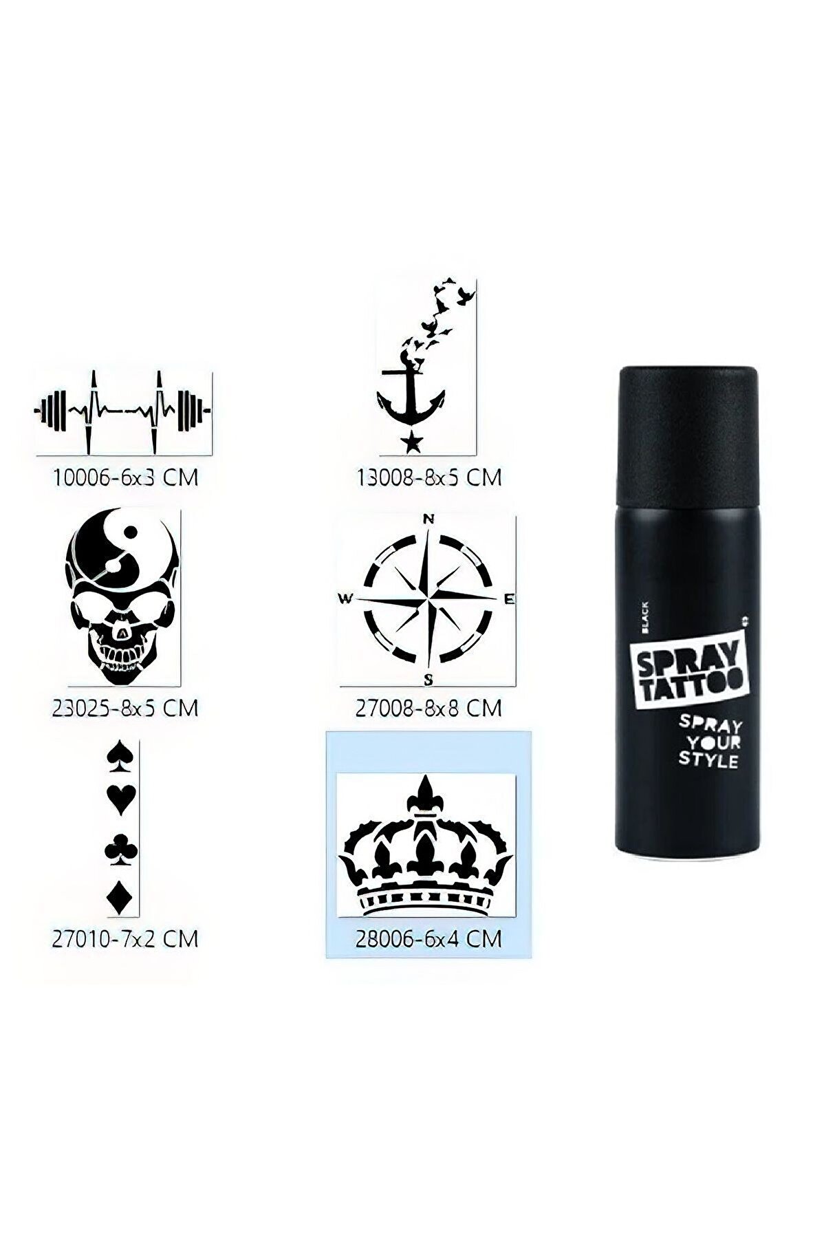 Ai̇rbrush Tattoo Pusula Ta&ccedil; Spray Tattoo Ge&ccedil;i̇ci̇ Sprey D&ouml;vme Seti̇