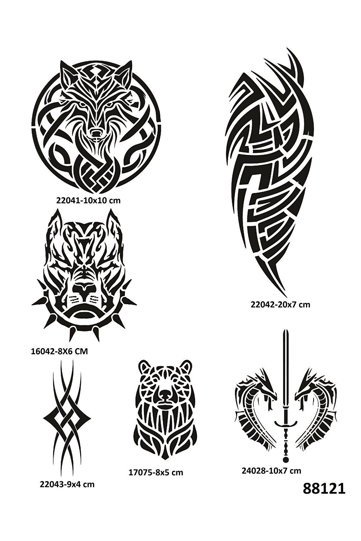 Ai̇rbrush Tattoo Tri̇bal Seri̇si̇ 6 Adet Geçi̇ci̇ Dövme Şablonu Kına Kalıbı Sadece Desen