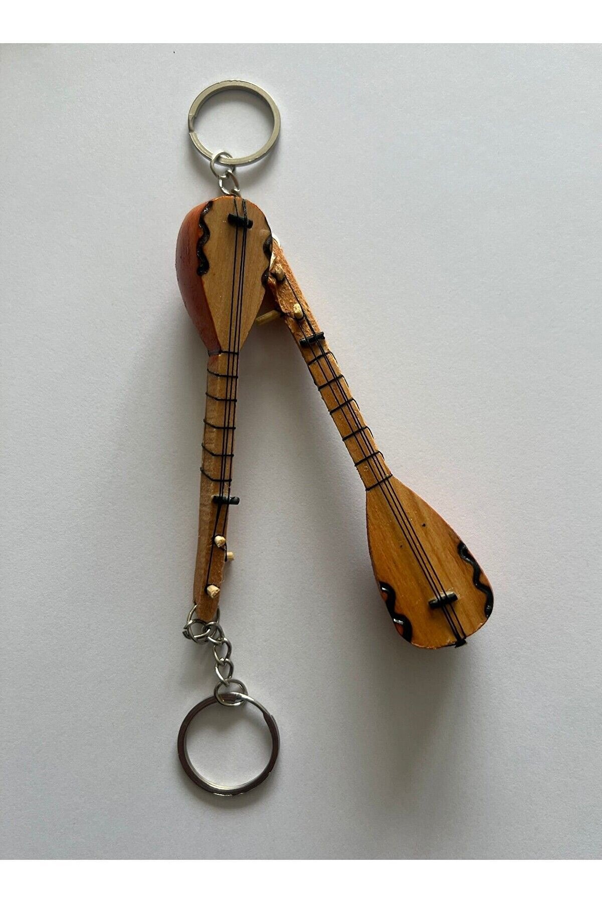 Ai̇rbrush Tattoo El Yapımı 2 Adet Bi̇rden Mi̇nyatür Anahtarlık Bağlama Saz Araba Süsü