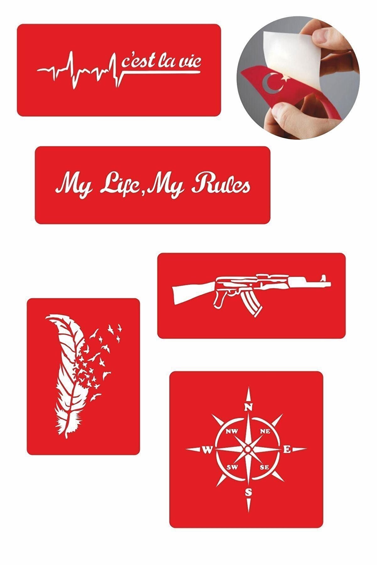 Ai̇rbrush Tattoo Şanslı Dövmeler 5 Adet Geçi̇ci̇ Dövme Kına Şablonu