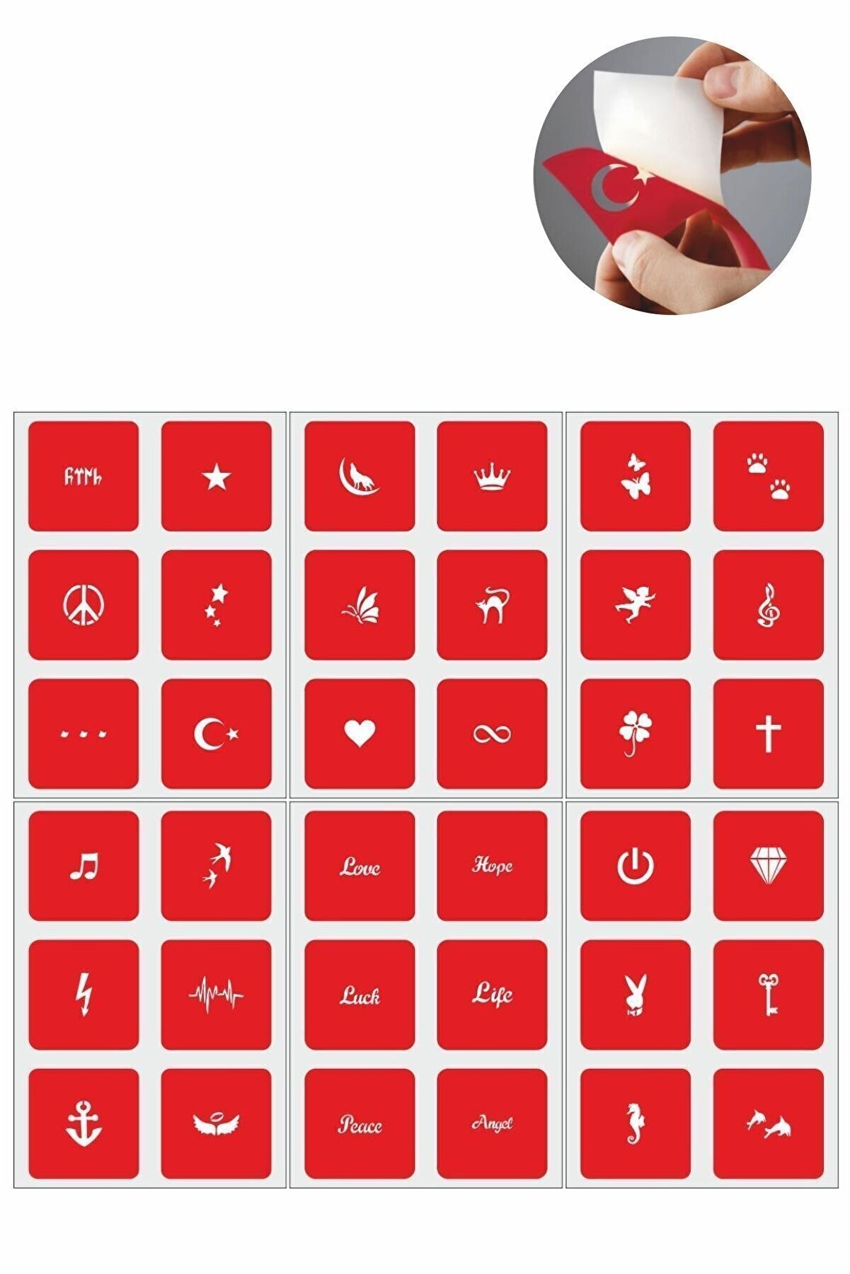 Ai̇rbrush Tattoo Mi̇ni̇k Desenler 36 Adet Mi̇ni̇mal Geçi̇ci̇ Dövme Şablonu