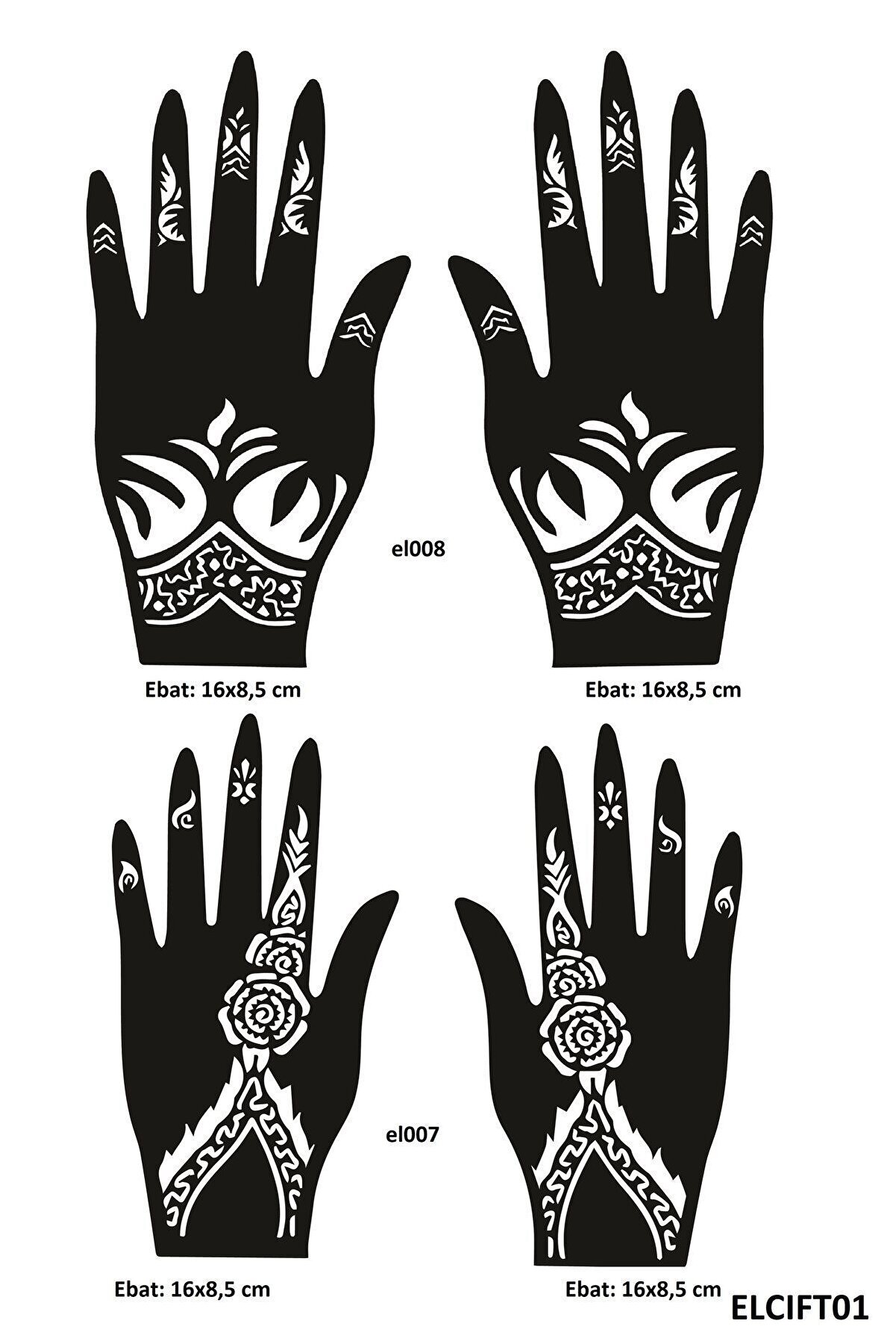 Ai̇rbrush Tattoo Çi̇çek Desenleri̇ 4 Adet 2 Çi̇ft El Kına Kına Kalıpları Sadece Kalıp Seti̇