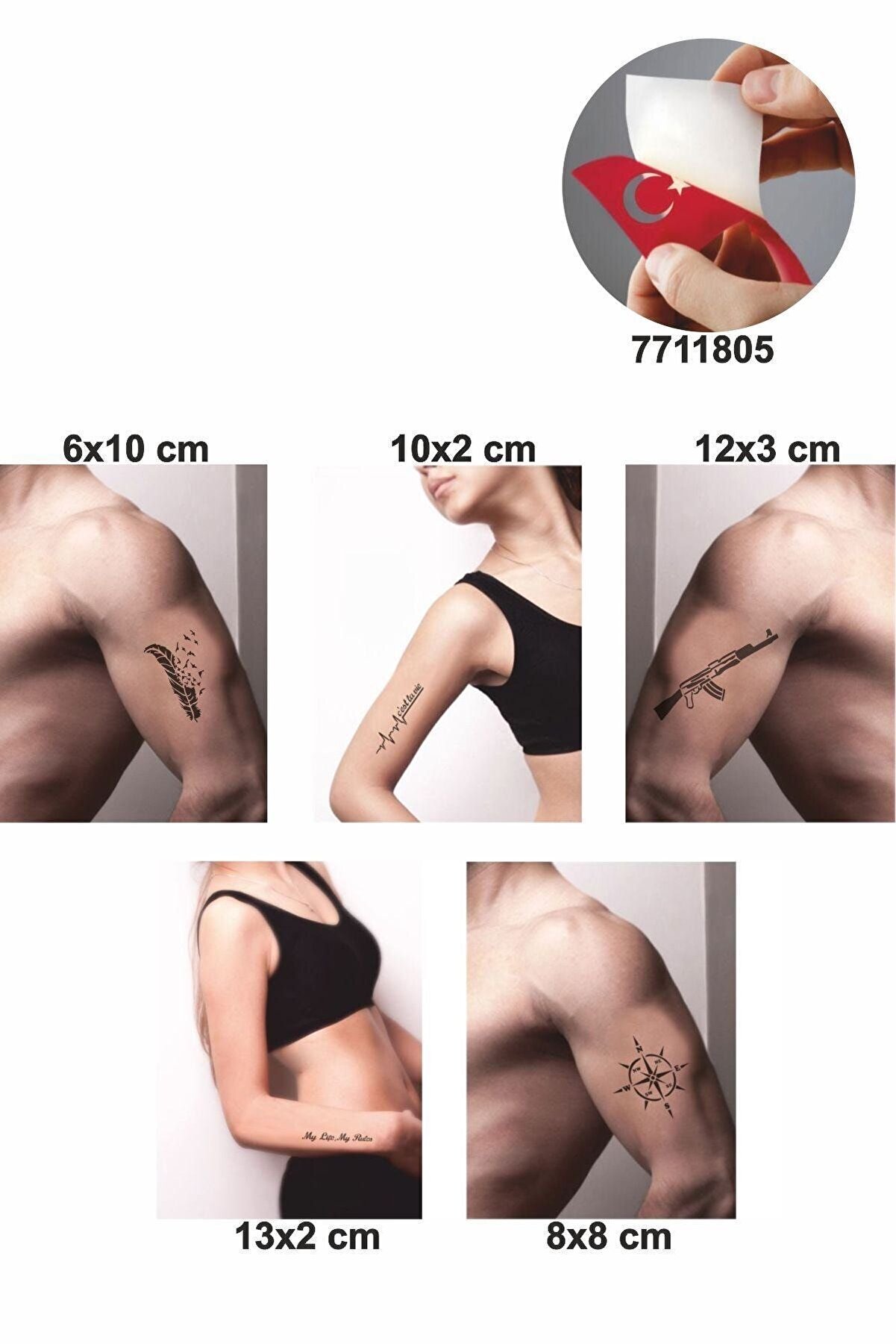 Ai̇rbrush Tattoo Şanslı Dövmeler 5 Adet Geçi̇ci̇ Dövme Kına Şablonu