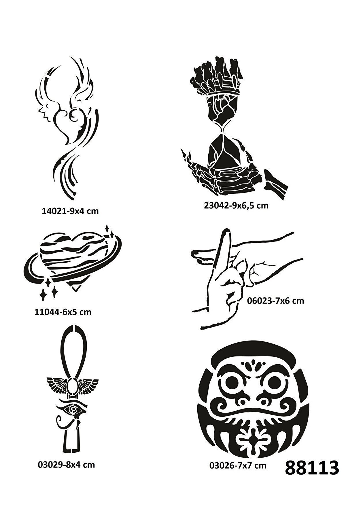 Ai̇rbrush Tattoo Mi̇sti̇k Zaman 6 Adet Geçi̇ci̇ Dövme Şablonu Spreysi̇z Sadece Stenci̇l