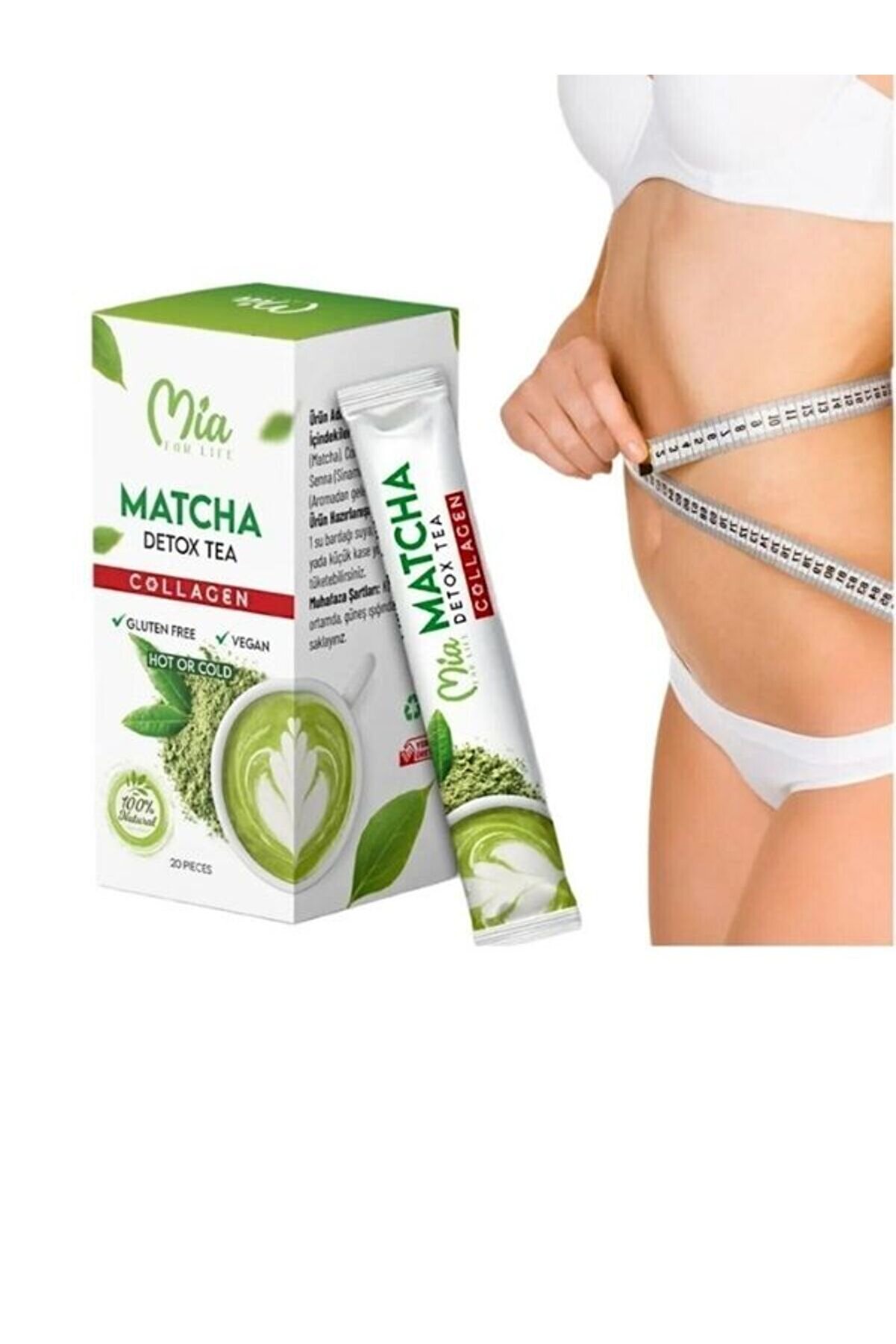 Matcha Detox Tea Collagen 20 Pcs Çi̇lek Aromalı Detox Burner Form