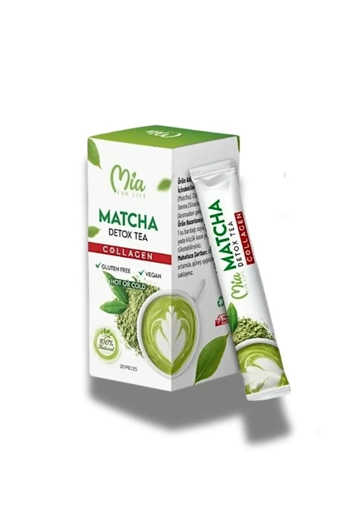 aleyna baharat Matcha Detox Tea Collagen 20 Pcs Çilek Aromalı Detox Burner Form
