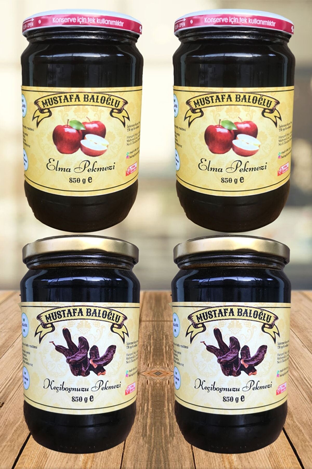 Mustafa Baloğlu Bal &Uuml;r&uuml;nleri̇ Elma Pekmezi̇ / Ke&ccedil;i̇boynuzu Pekmezi̇ (Organi̇k- Ev Yapımı) 4X850 Gr