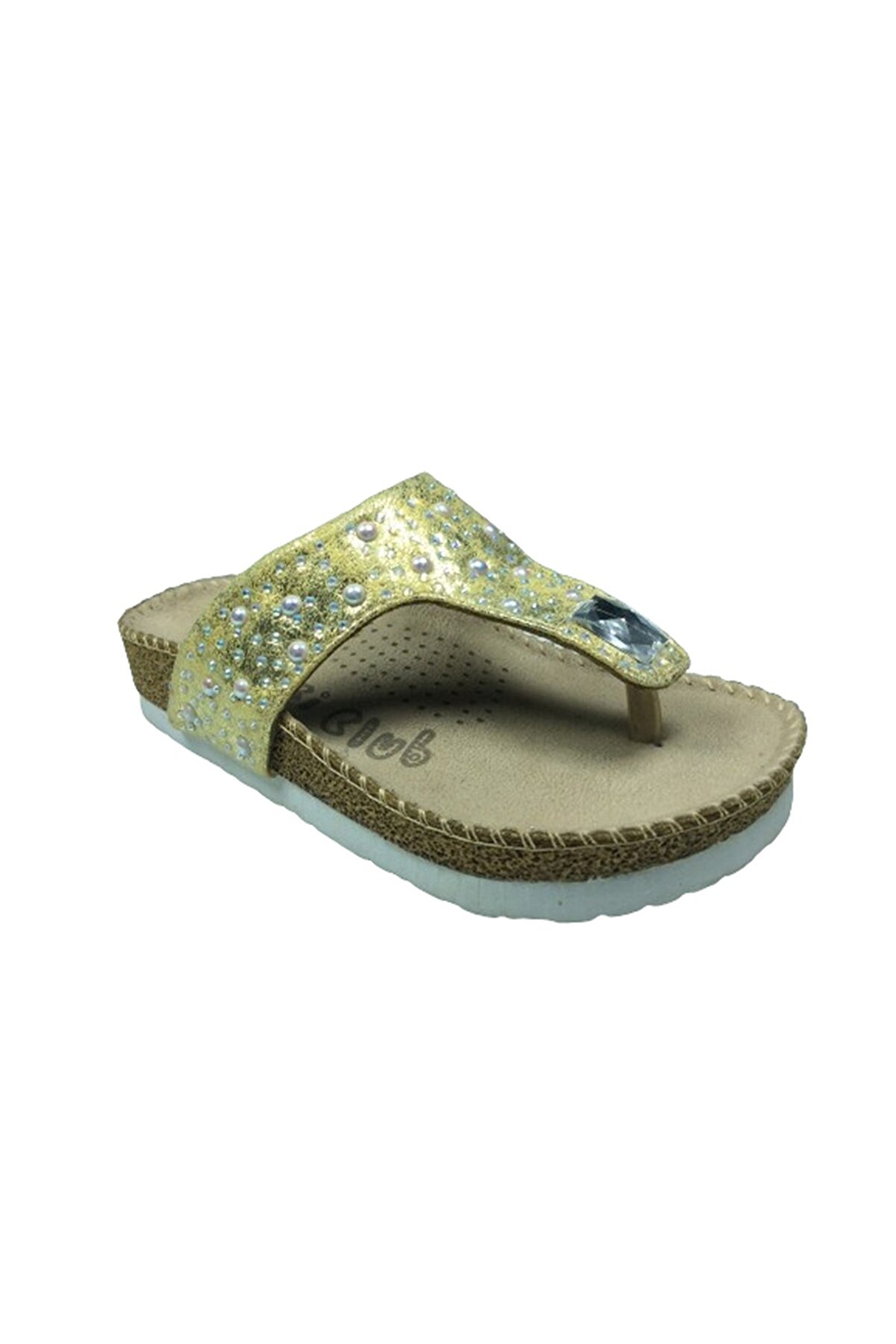OrtopedikAL 1005 Patik Kız Çocuk Dore Incili 1 Terlik Parmak Arası Abiye Taşlı