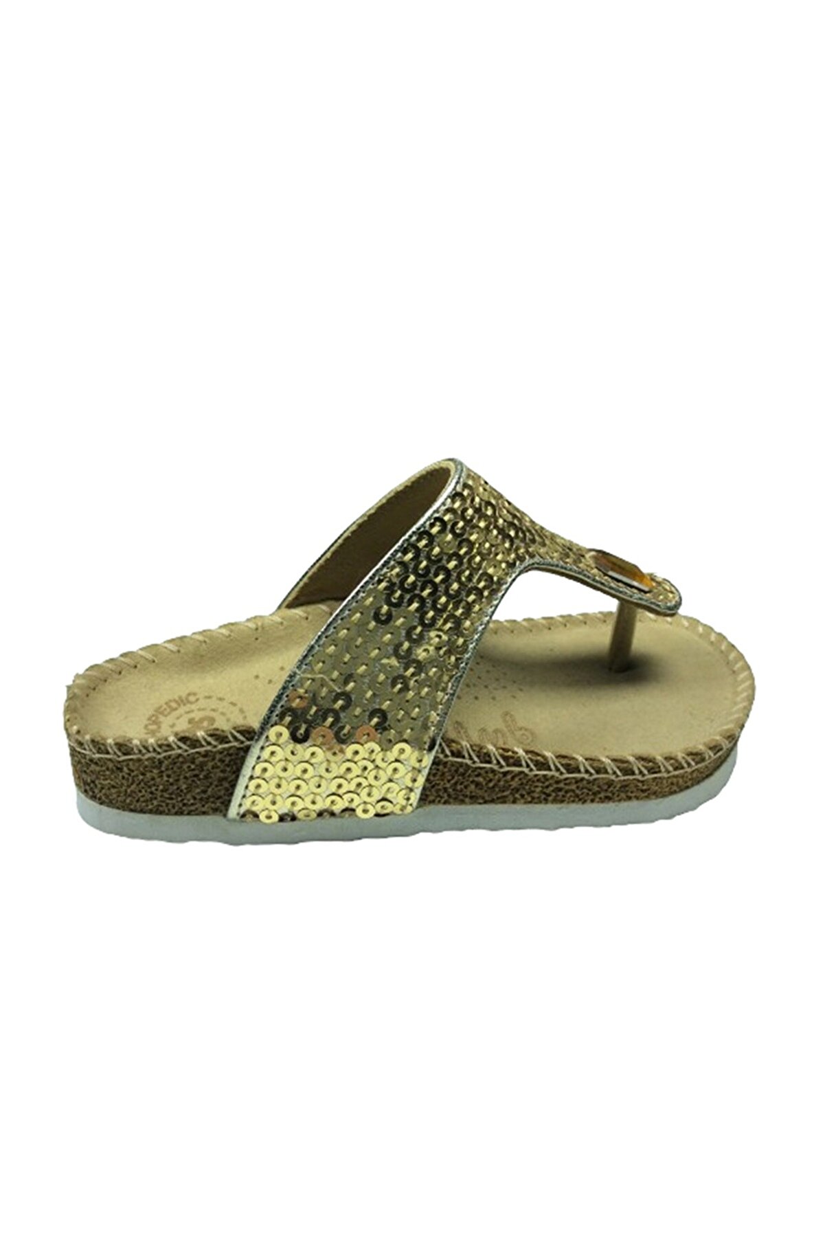 1005 Pati̇k Kız Çocuk Dore Pullu Terli̇k Parmak Arası Abi̇ye Taşlı