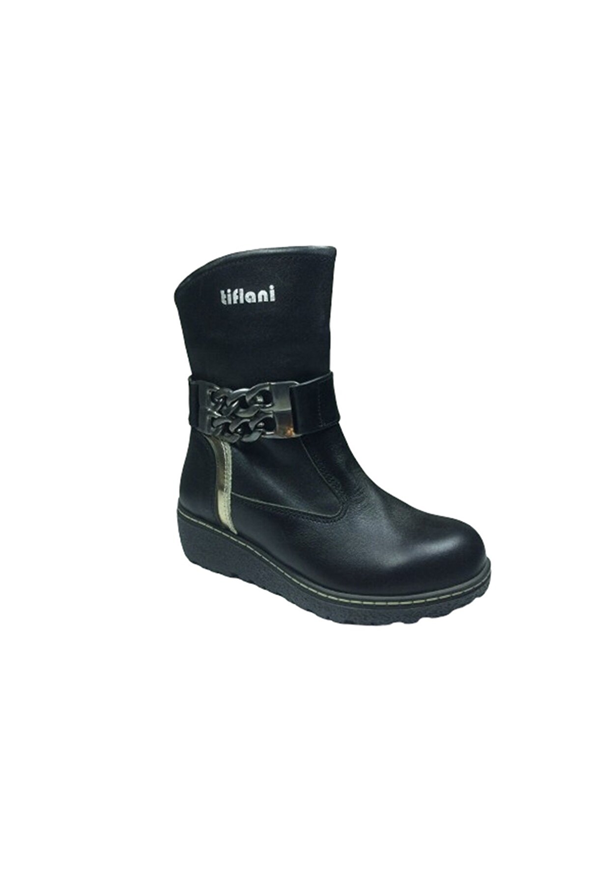 OrtopedikAL 1005 Kız Çocuk Bot Siyah Zincirli % 100 Deri Ortopedik Anatomik