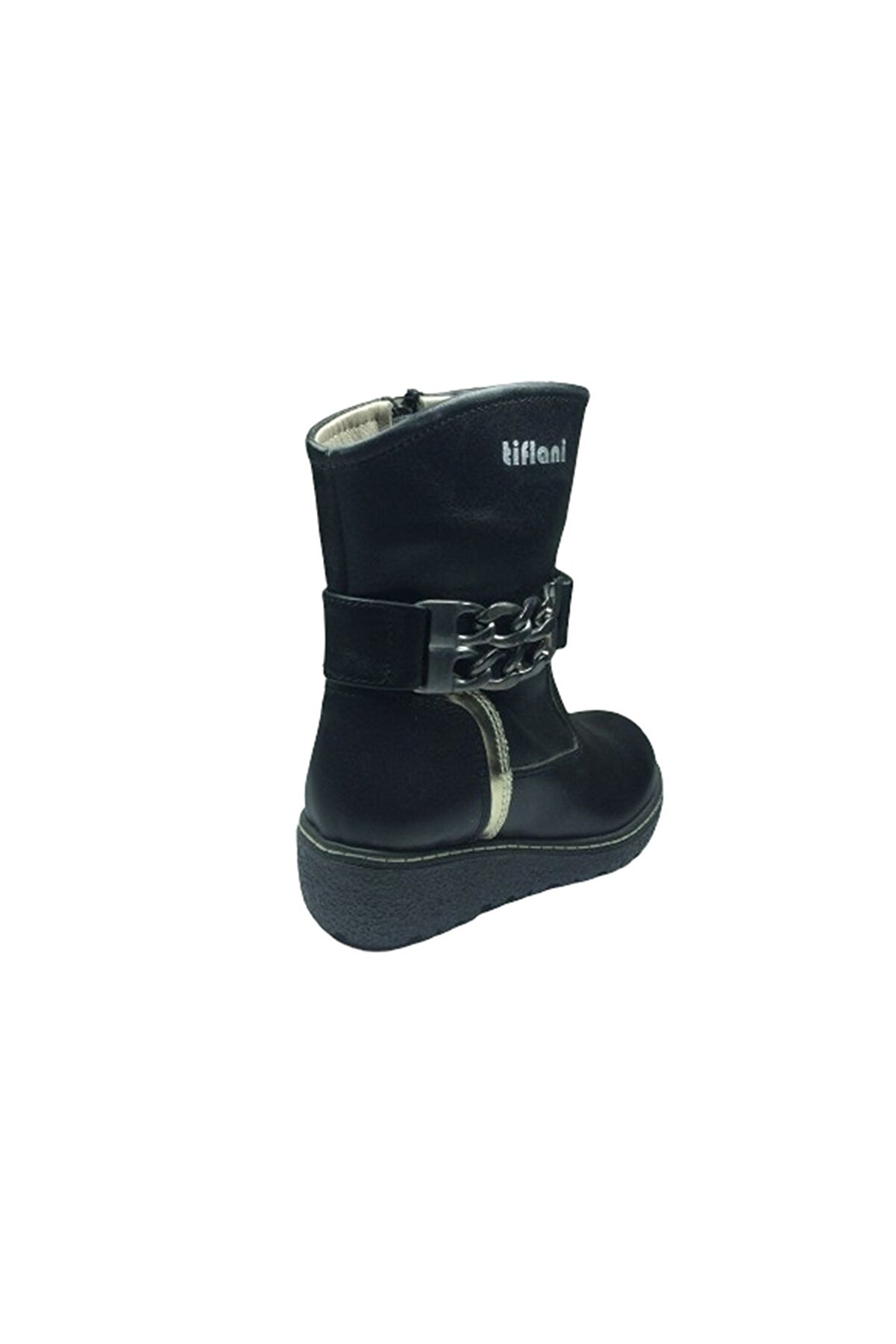 1005 Kız Çocuk Bot Si̇yah Zi̇nci̇rli̇ % 100 Deri̇ Ortopedi̇k Anatomi̇k