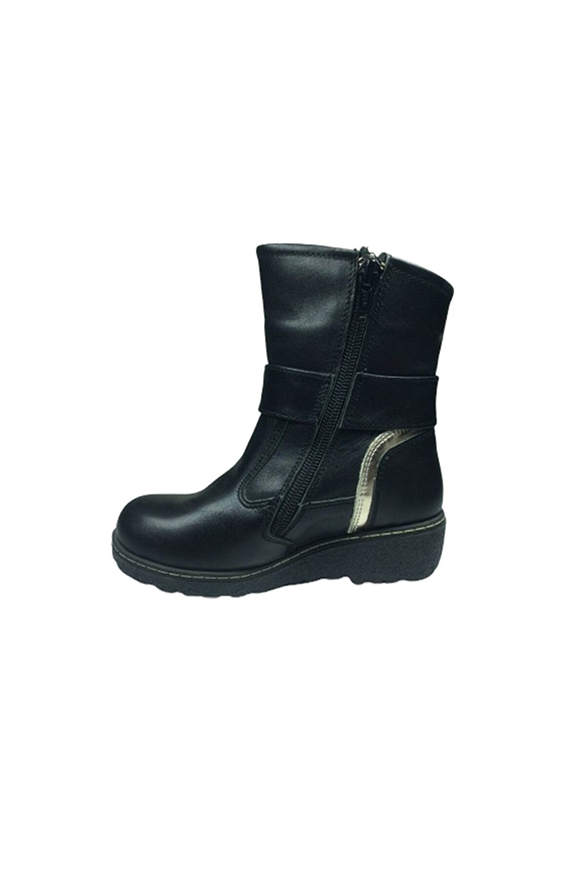 1005 Kız Çocuk Bot Si̇yah Zi̇nci̇rli̇ % 100 Deri̇ Ortopedi̇k Anatomi̇k