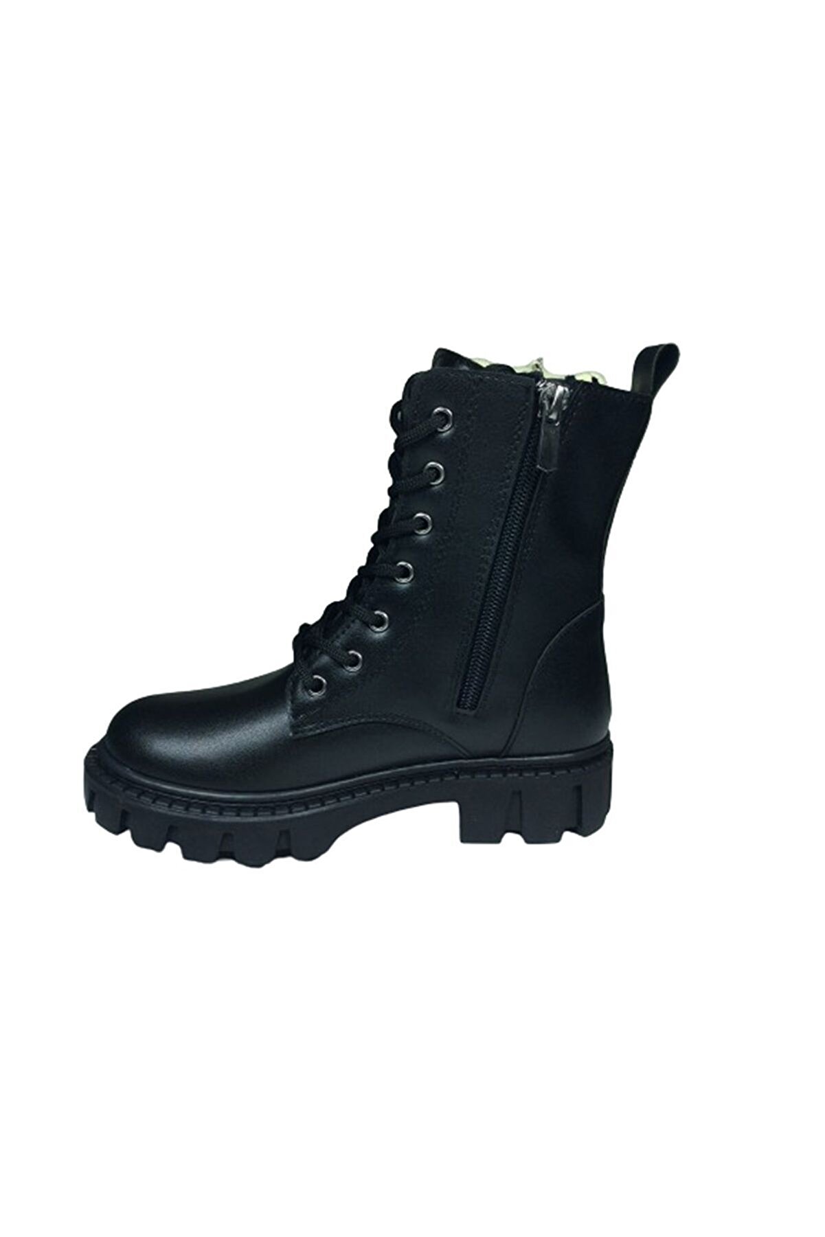 1087 Fi̇let Kız Çocuk Si̇yah Ayıcıklı Bot Bağcıklı Yanı Fermuarlı Anatomi̇k