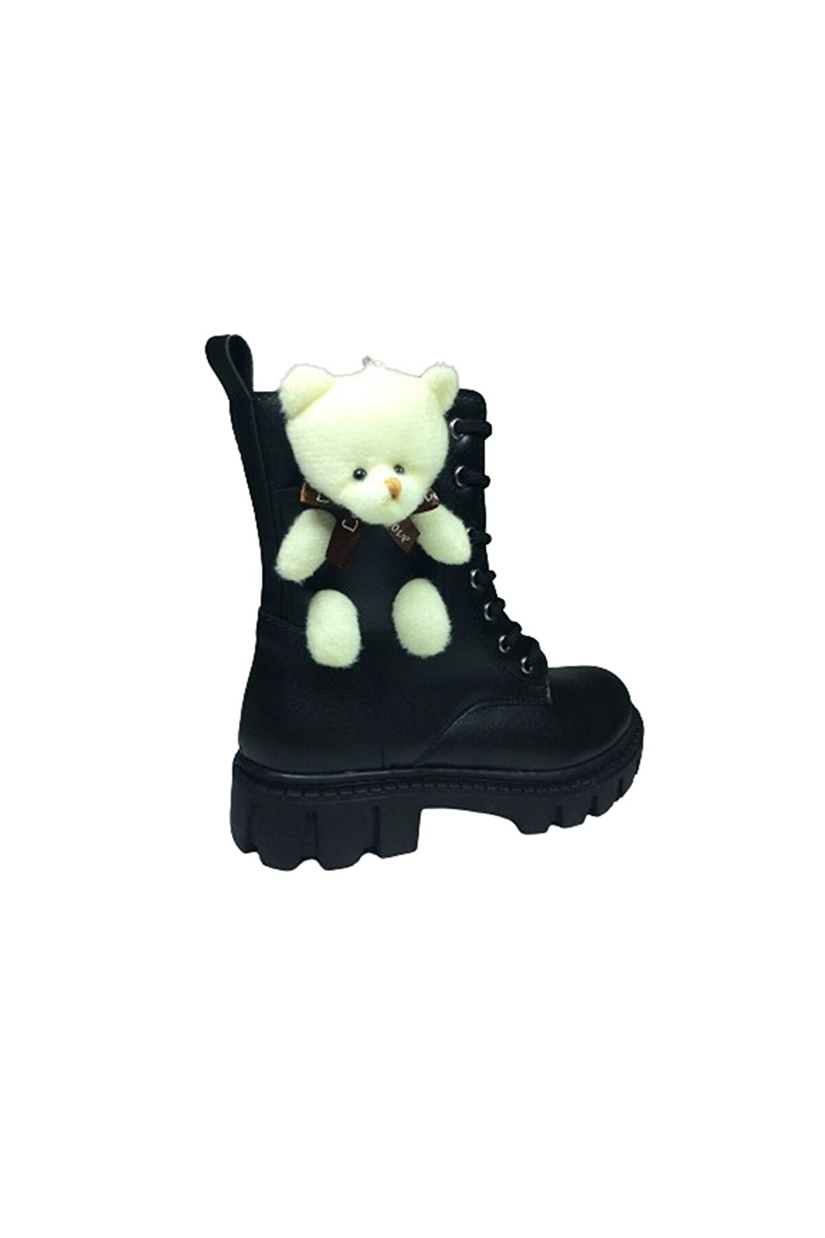 1087 Fi̇let Kız Çocuk Si̇yah Ayıcıklı Bot Bağcıklı Yanı Fermuarlı Anatomi̇k