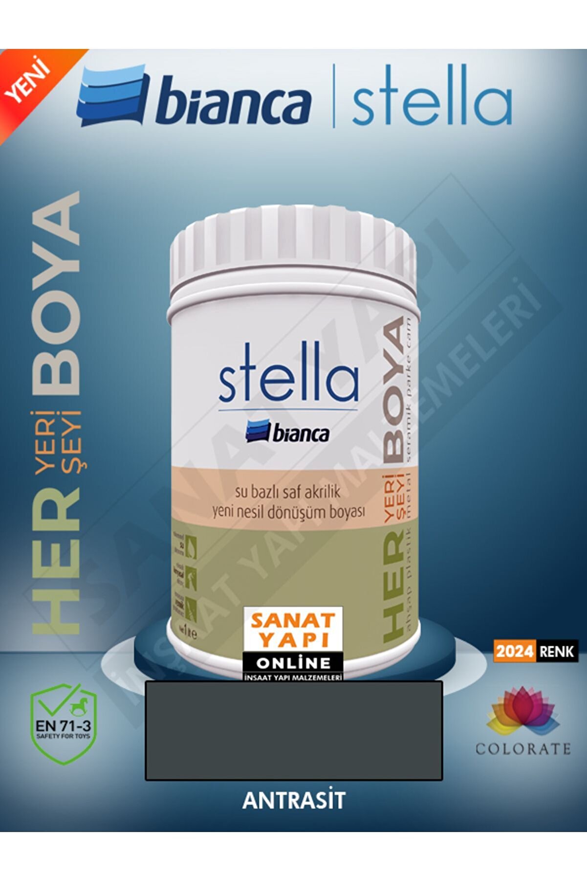 Bianca Stella Boya -antrasit Dolap-fayans-cam-plastik-ahşap