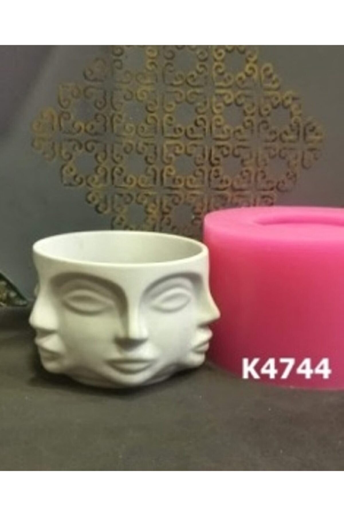 Kalıpcınızburada Yüz Saksı - 2 Si̇li̇kon Kalıp - K4744