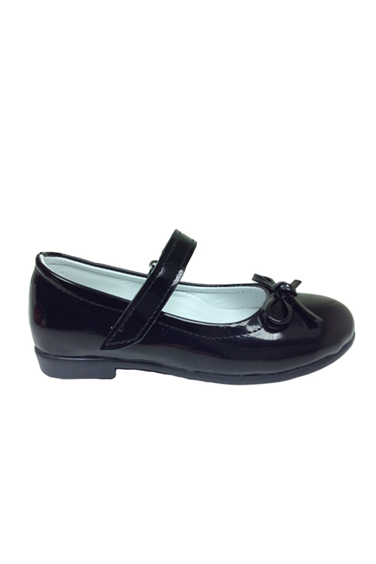 ORTAÇ Patik Siyah Rugan Siyah Tbn Bıyık Fiyonk Kız Çocuk Babet Ayakkabı Içi Deri Abiye Fantazi Düğün