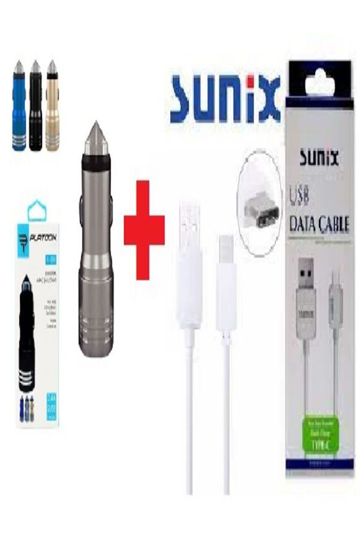 Plato Pl-9111 &Ccedil;i̇ft Usb-5V2.4A &Ccedil;akmaklık Ara&ccedil; I&ccedil;i̇ Şarj Ci̇hazı+Suni̇x Type-C Usb Şarj -1 Mt