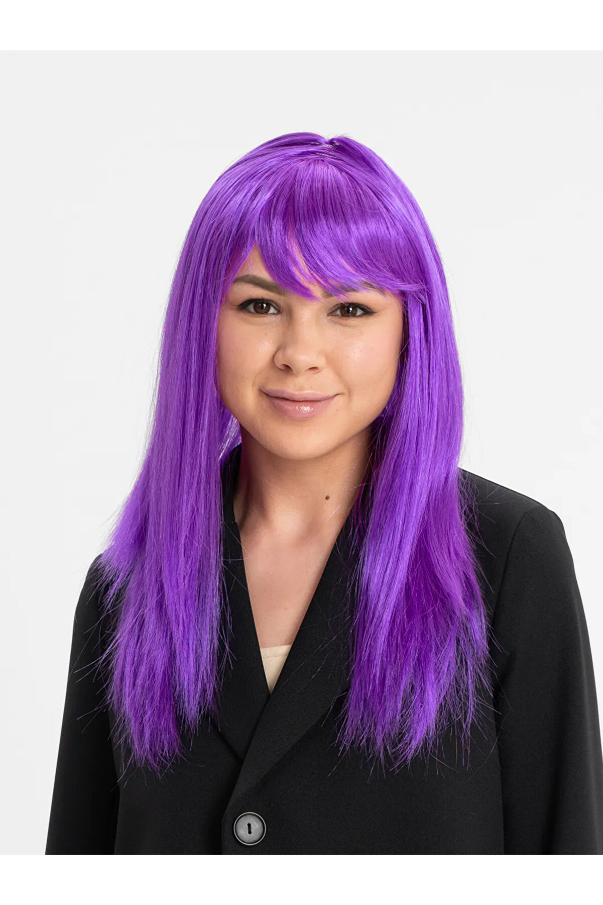 Go İthalat Mor Renk D&uuml;z Kesi̇m Uzun Parti̇ Peruğu Takma Sa&ccedil; (4130)