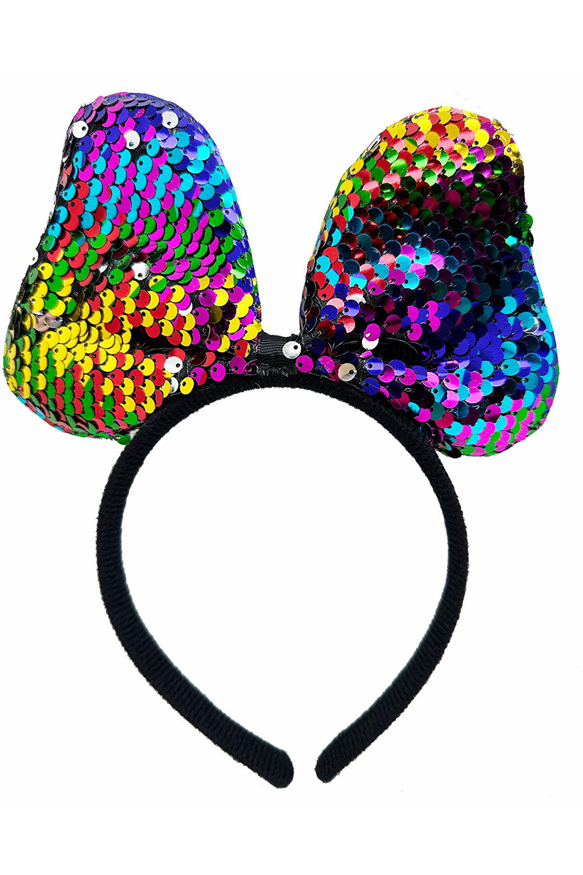 Go İthalat Renk Deği̇şti̇ren Pullu Payetli̇ Fi̇yonk Parti̇ Tacı Rengarenk G&uuml;m&uuml;ş Renk 20X16 Cm (4130)