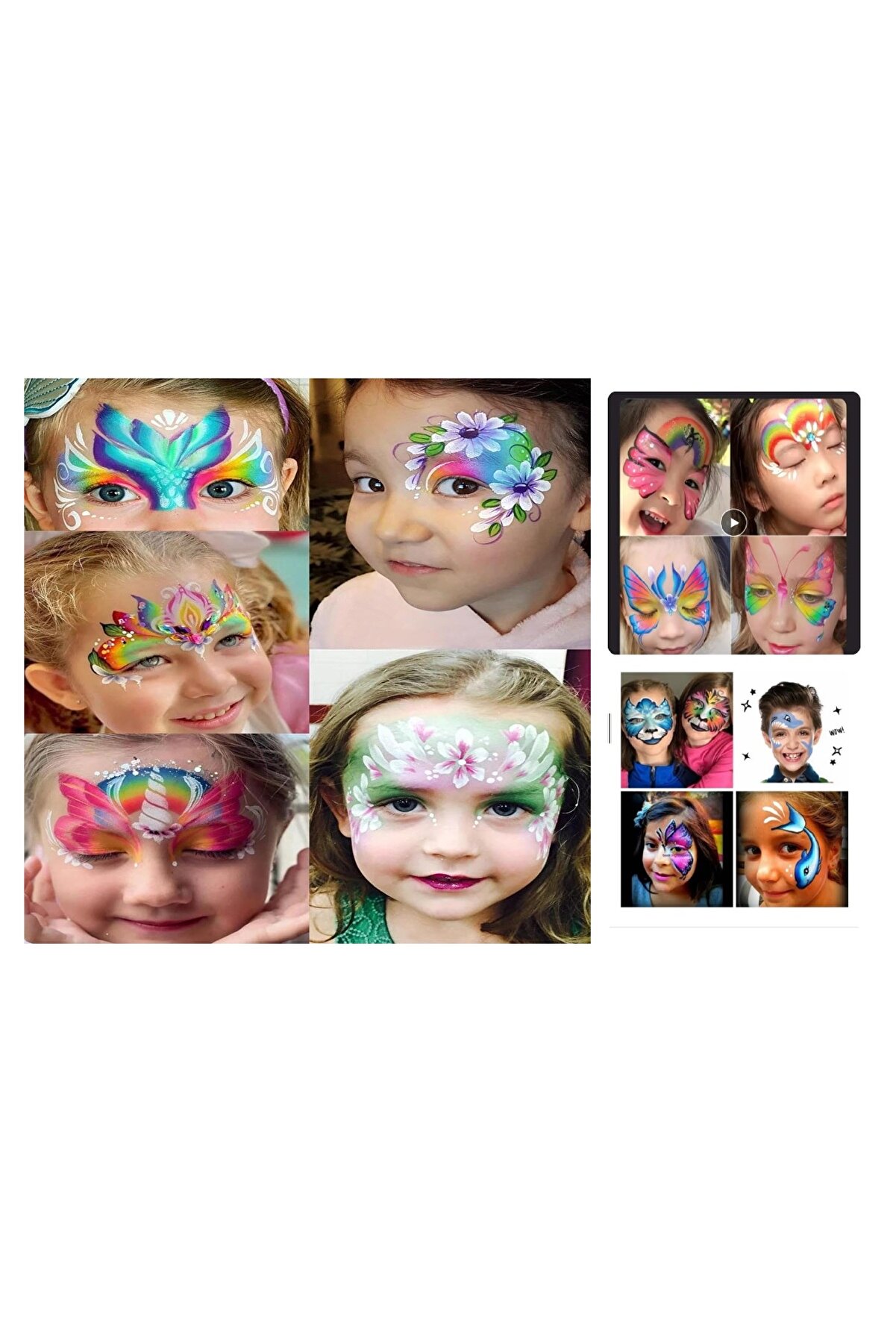 Ai̇rbrush Tattoo 8 Farklı Renk El Yüz Boyası 80 Mi̇ni̇mal Şablon Ve Fırça Hedi̇yeli̇ Yüz Boyama Seti̇