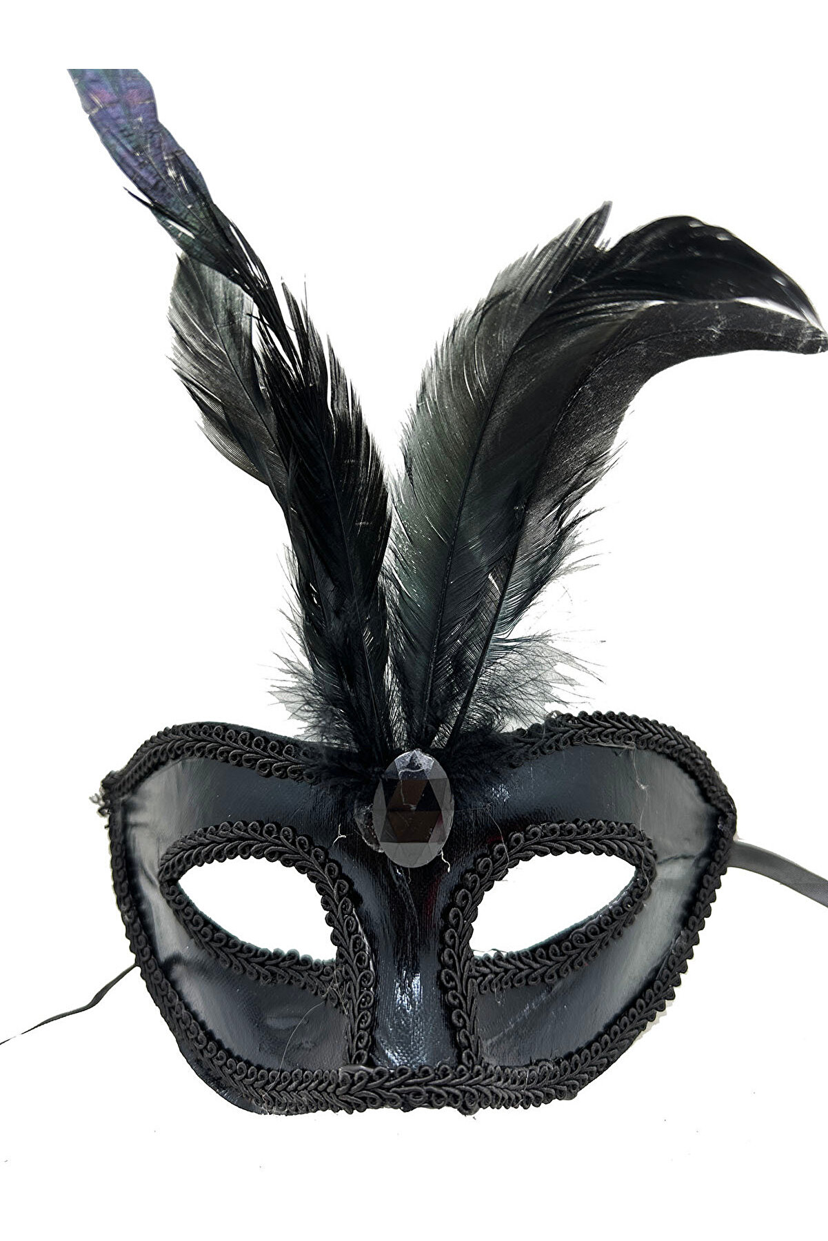 Go İthalat Si̇yah Renk Rugan Kaplama Kırmızı T&uuml;yl&uuml; Parti̇ Maskesi̇ 18X20 Cm (4130)